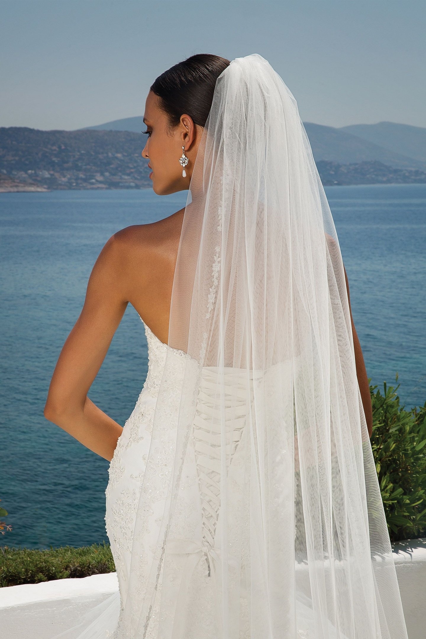 Justin Alexander Style 8899 Beaded Lace Mermaid Gown with Tulle Handkerchief Skirt