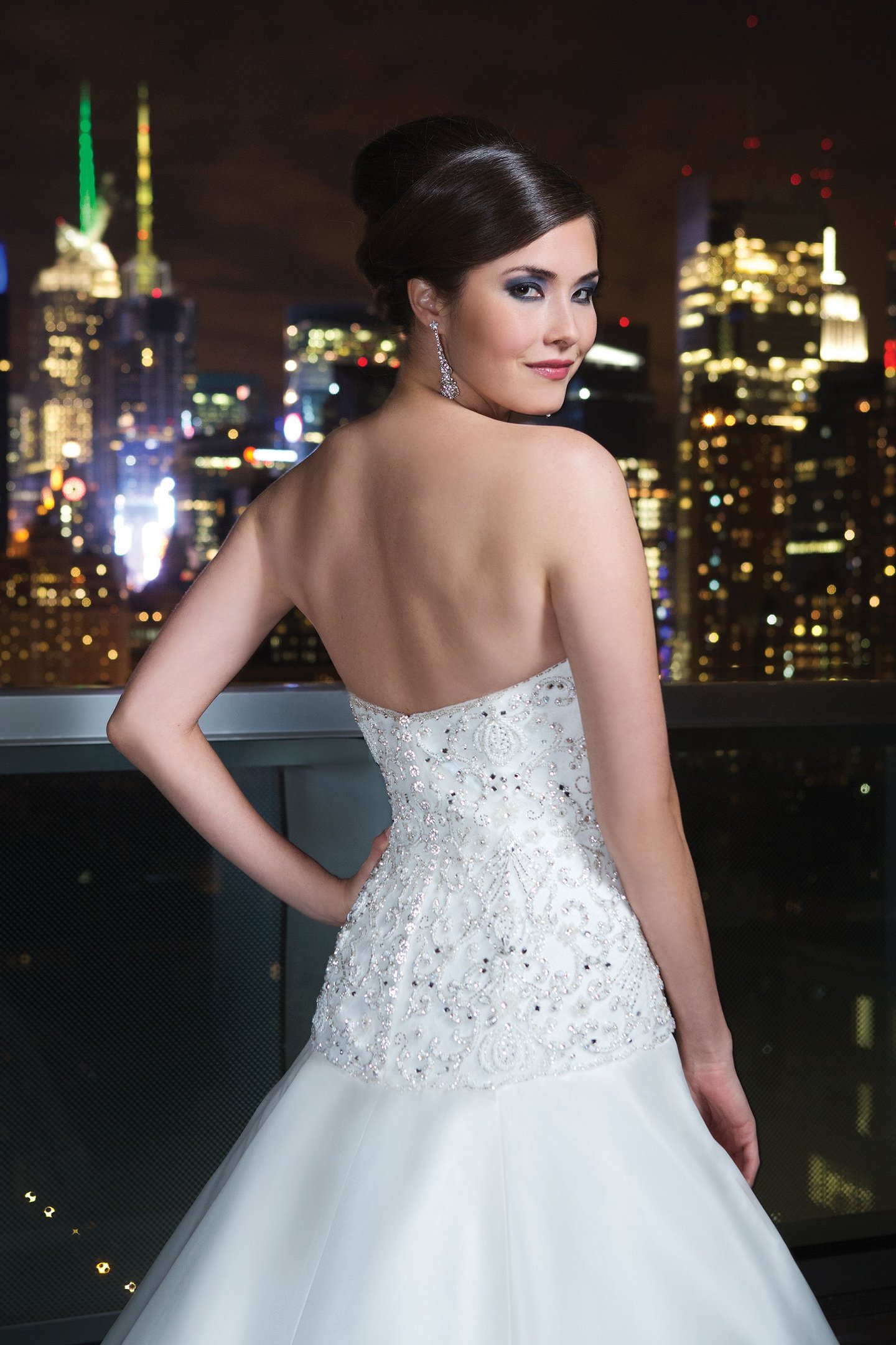 Justin Alexander Signature Style 9722 Strapless taffeta fit and flare dress