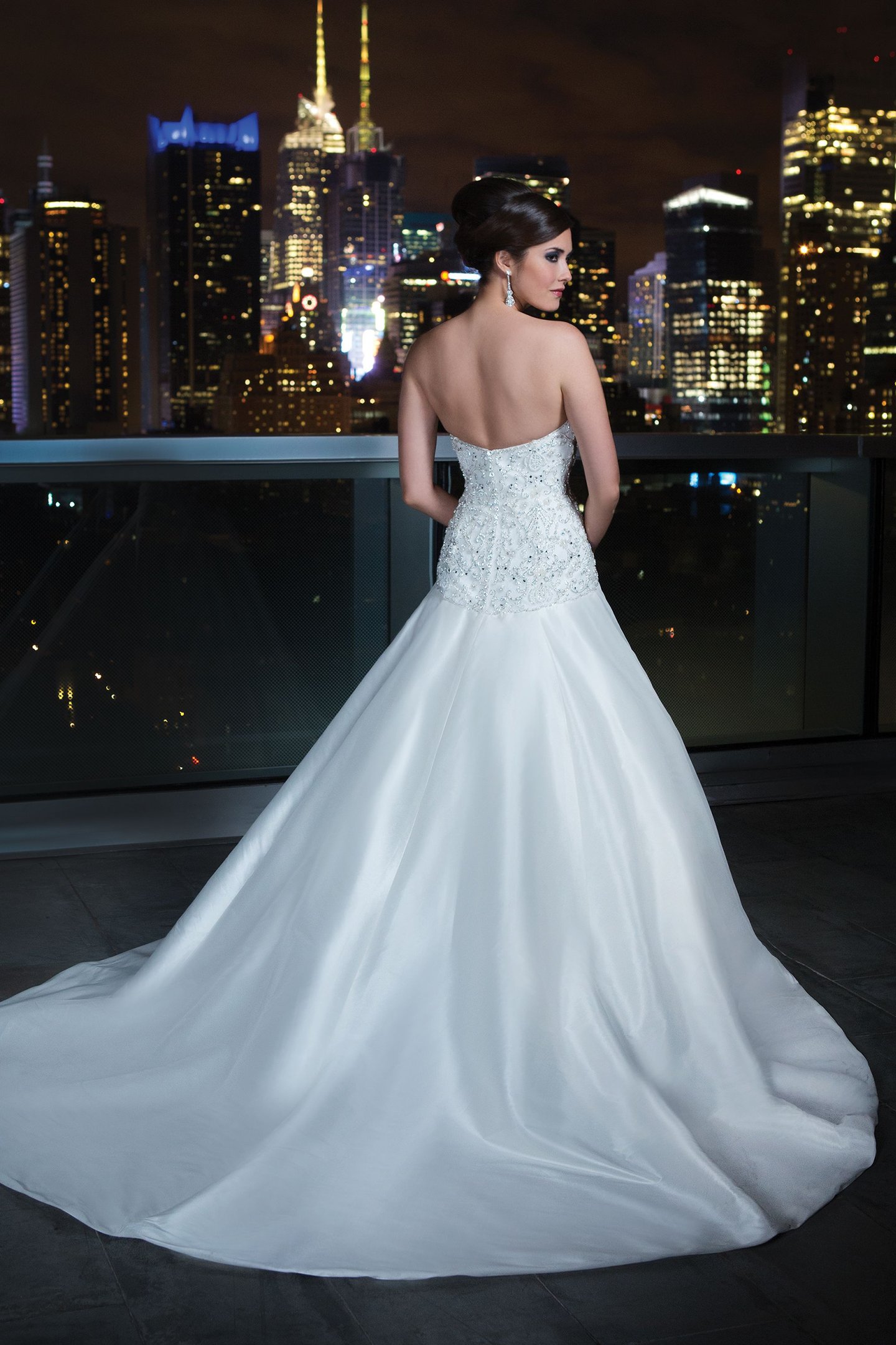 Justin Alexander Signature Style 9722 Strapless taffeta fit and flare dress