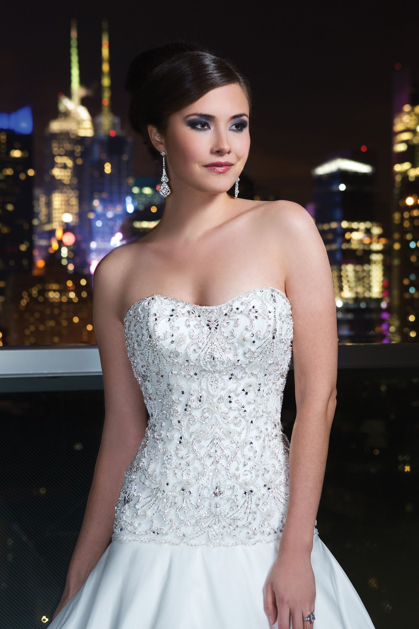 Justin Alexander Signature Style 9722 Strapless taffeta fit and flare dress