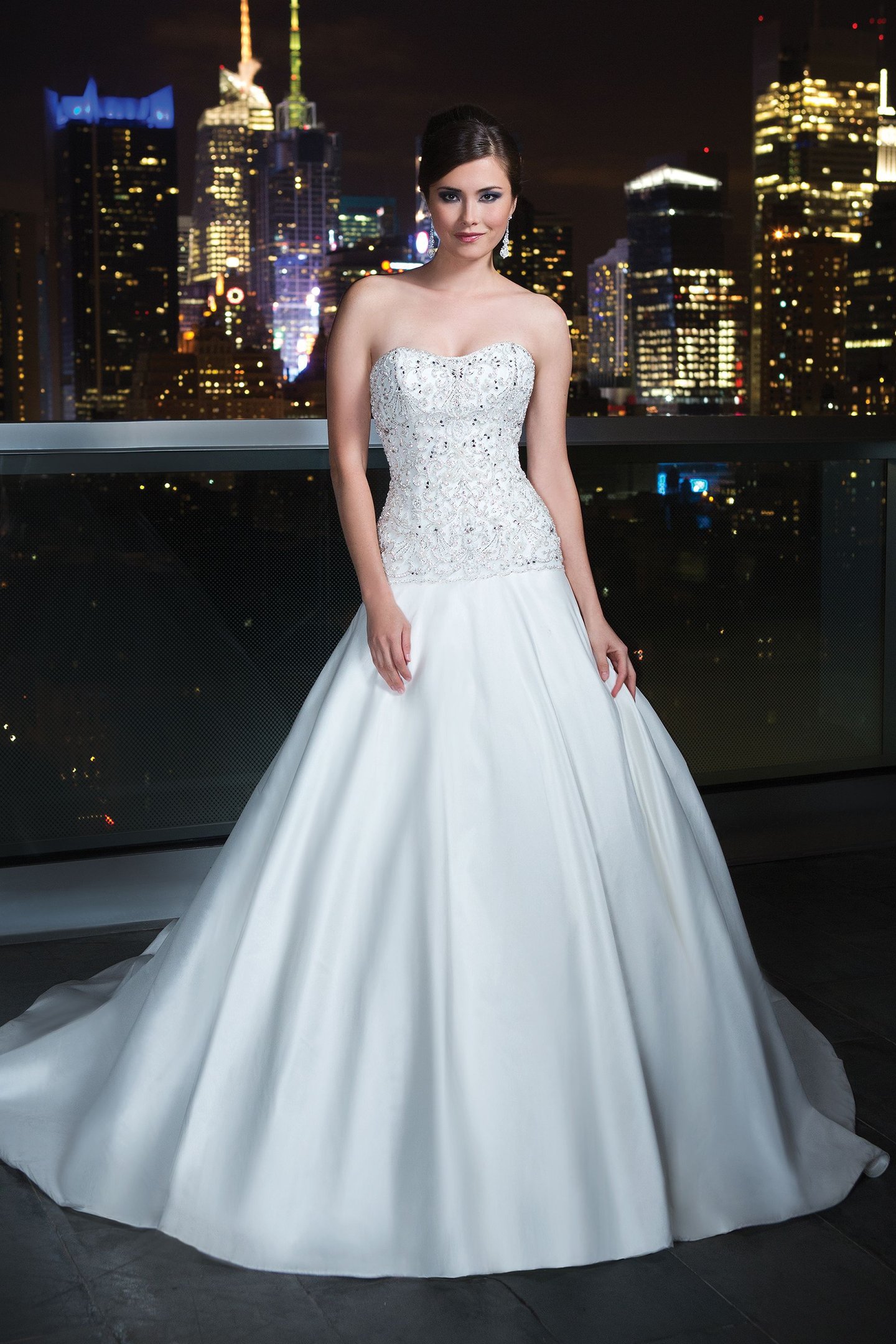 Justin Alexander Signature Style 9722 Strapless taffeta fit and flare dress