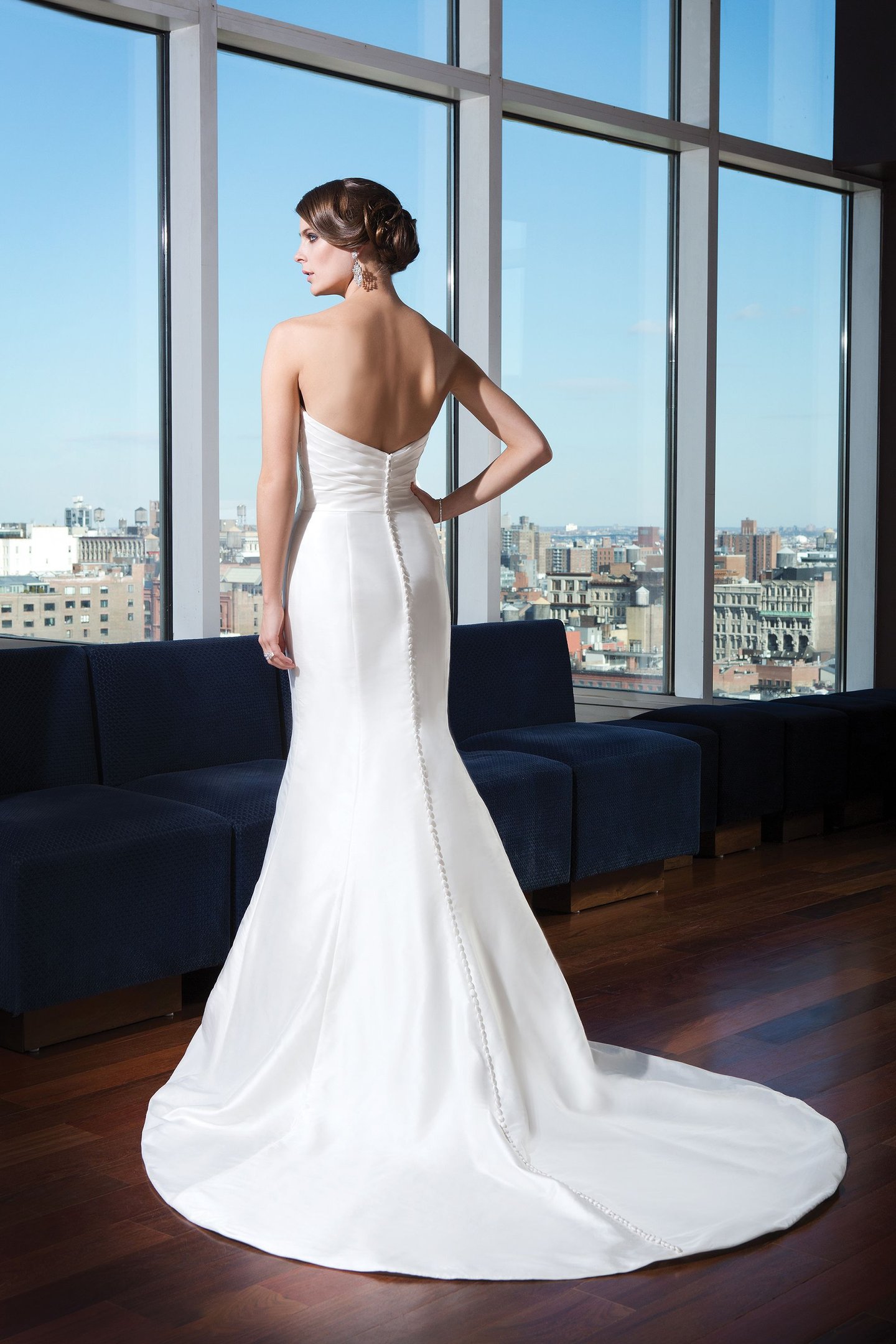 Justin Alexander Signature Style 9739 Silk dupion mermaid dress accented with a sweetheart neckline