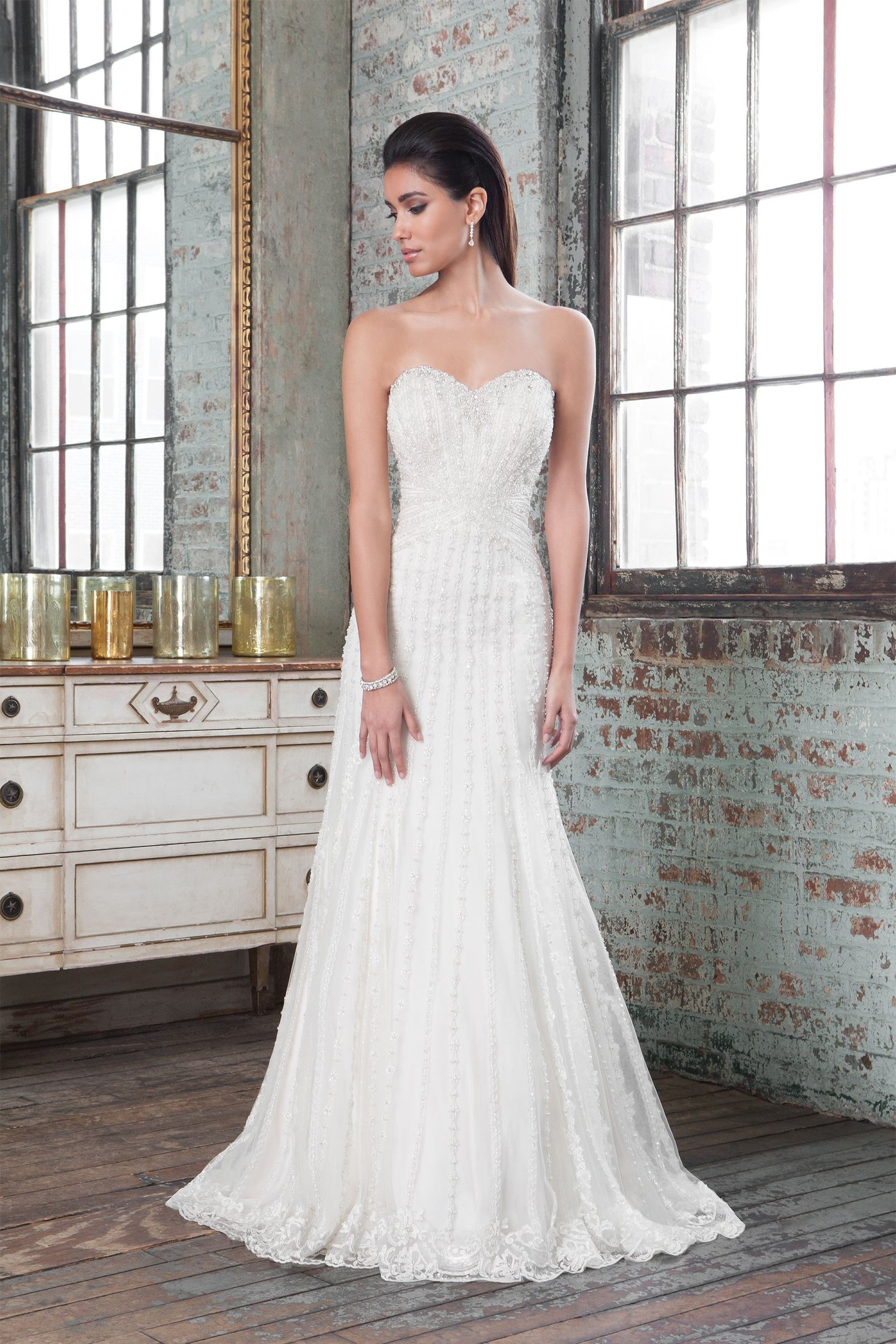 Justin Alexander Signature Style 9803 Beaded Lace A-Line Gown with Sweetheart Neckline