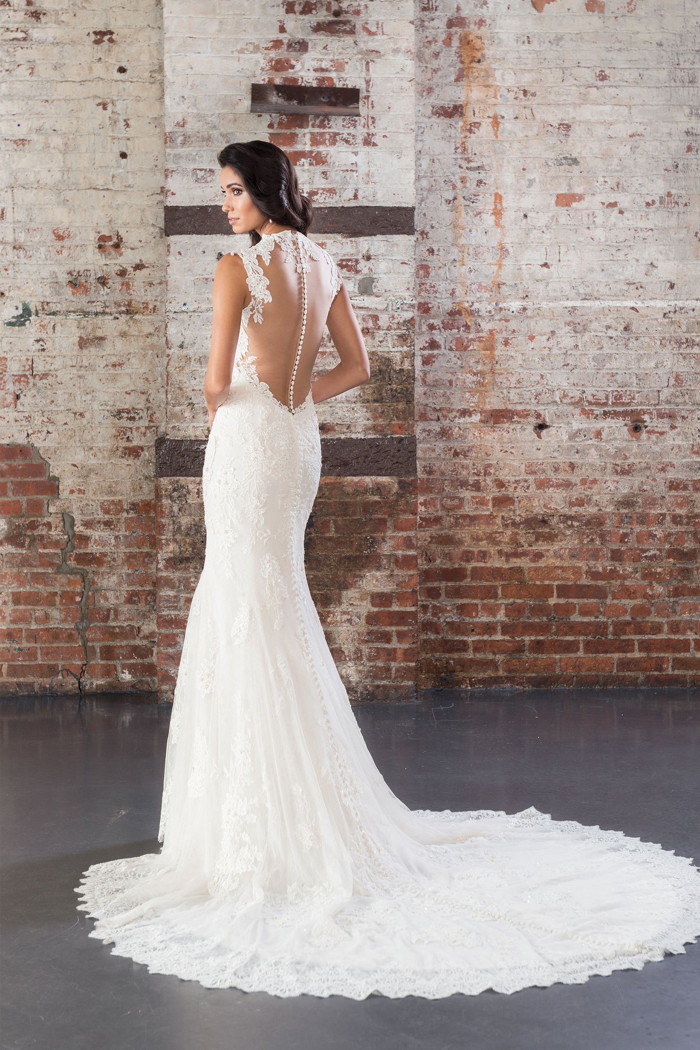 Justin Alexander Signature Style 9861 Sequin Beaded Lace Fit and Flare Gown with Open Back