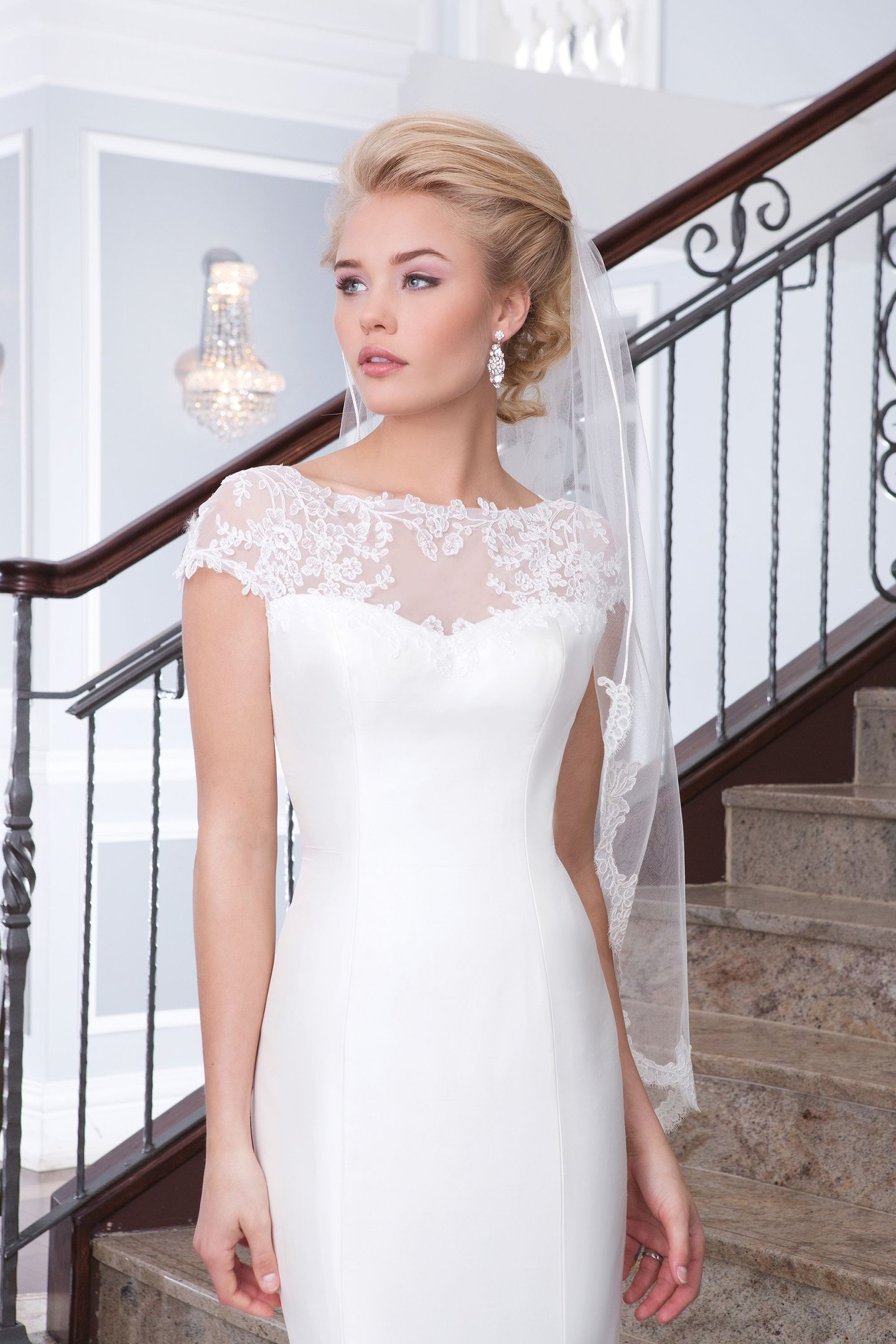 Lillian West Style 6319 Mermaid Sabrina Neckline Dress with Cap Sleeves