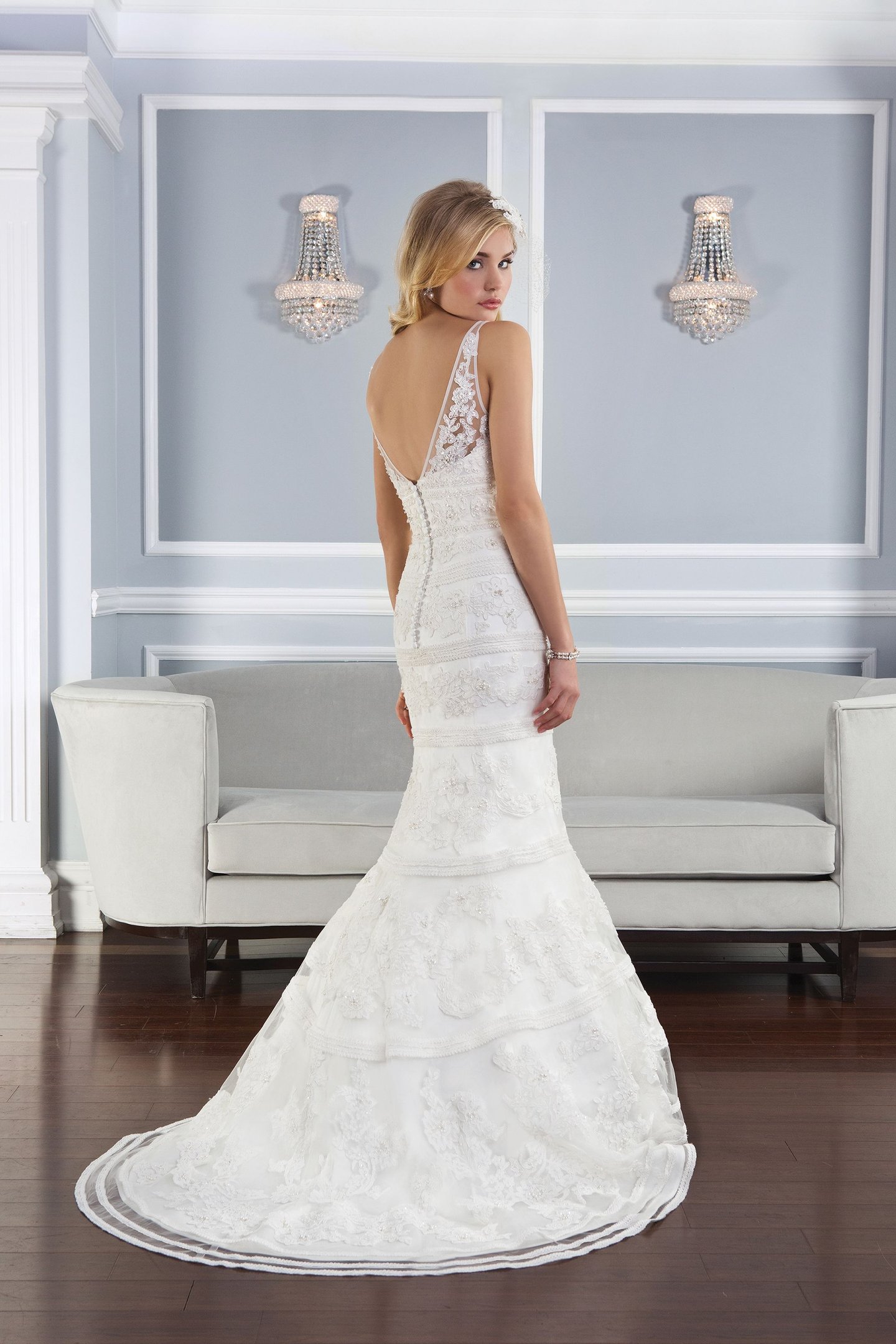 Lillian West Style 6331 Horizontal Striped Gown