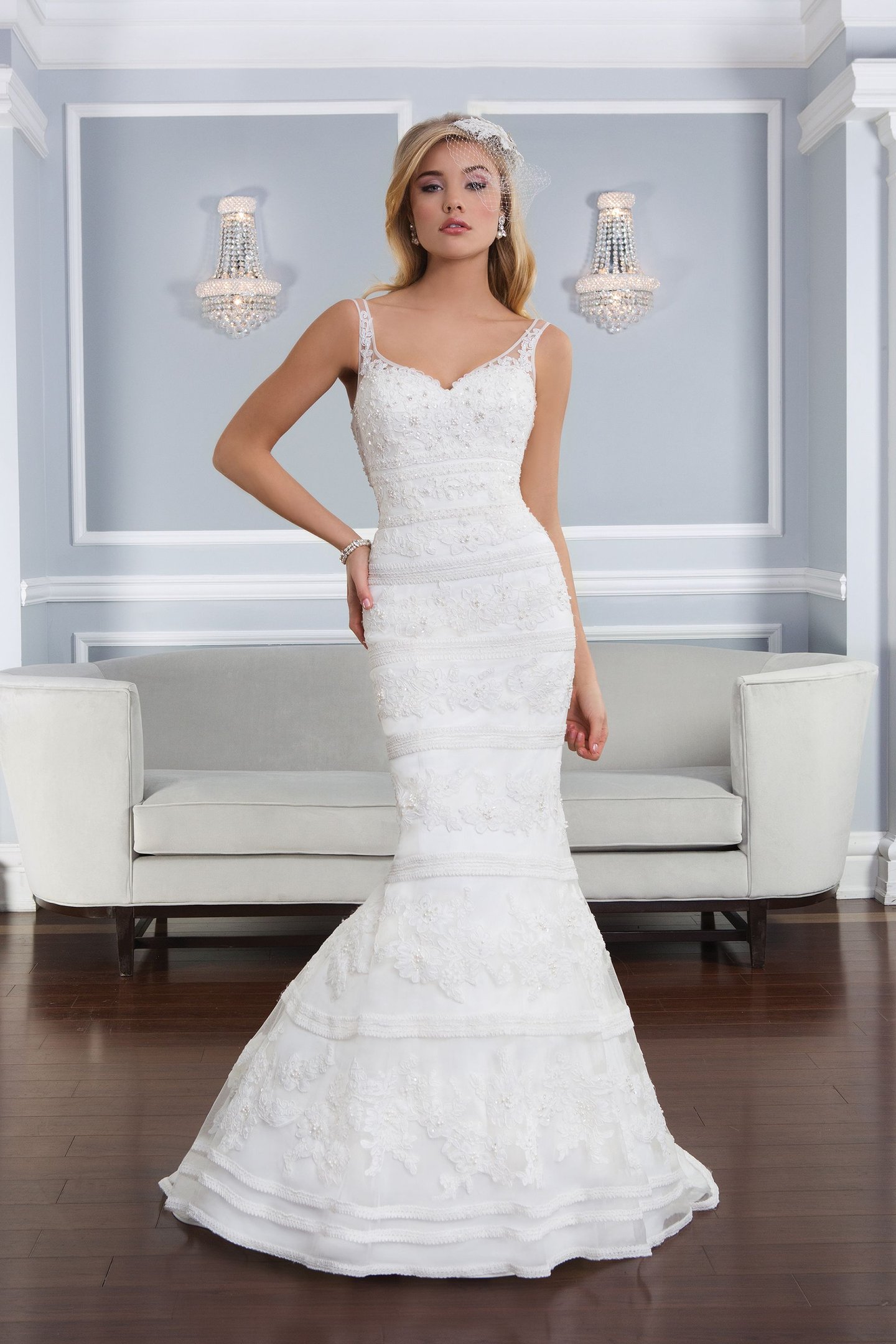 Lillian West Style 6331 Horizontal Striped Gown