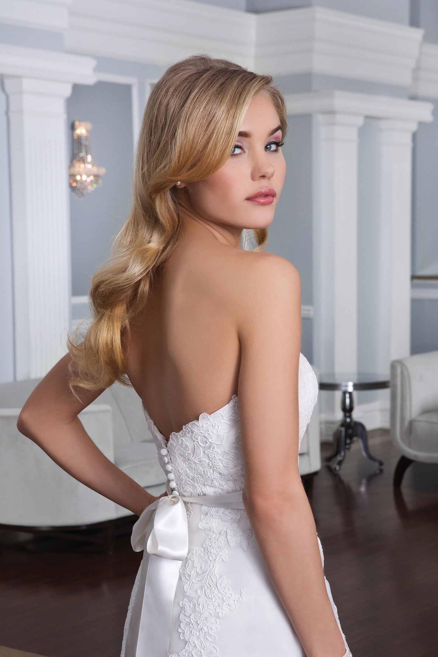 Lillian West Style 6334 Lace Embellished Princess Seams A-Line Dress