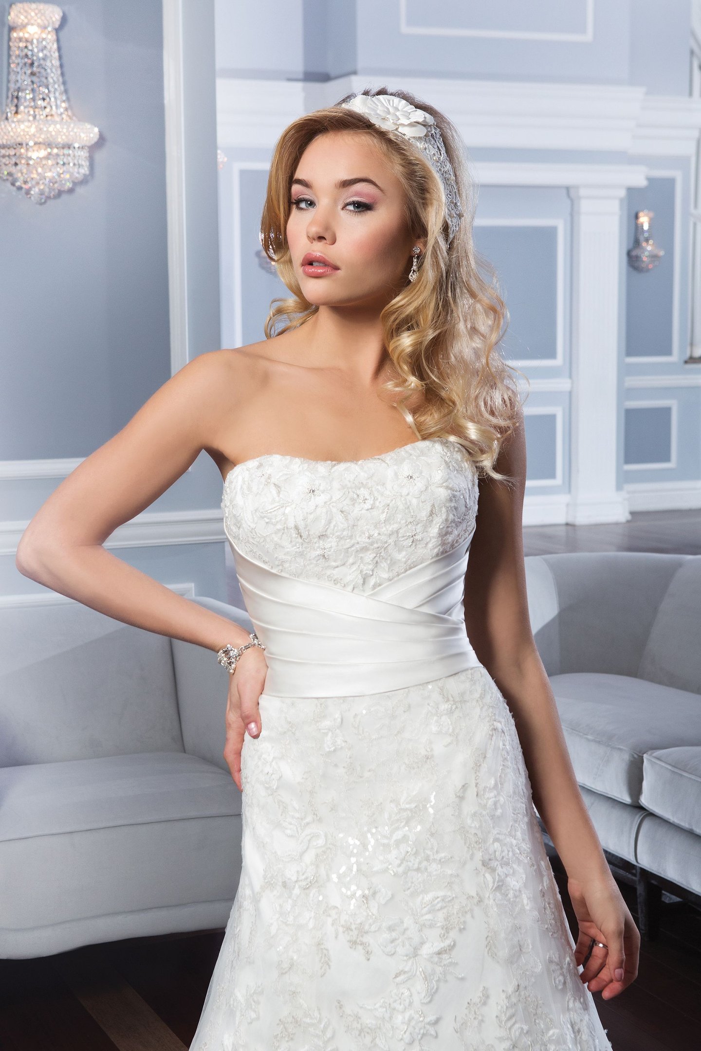 Lillian West Style 6335 Strapless Tulle A-Line Gown