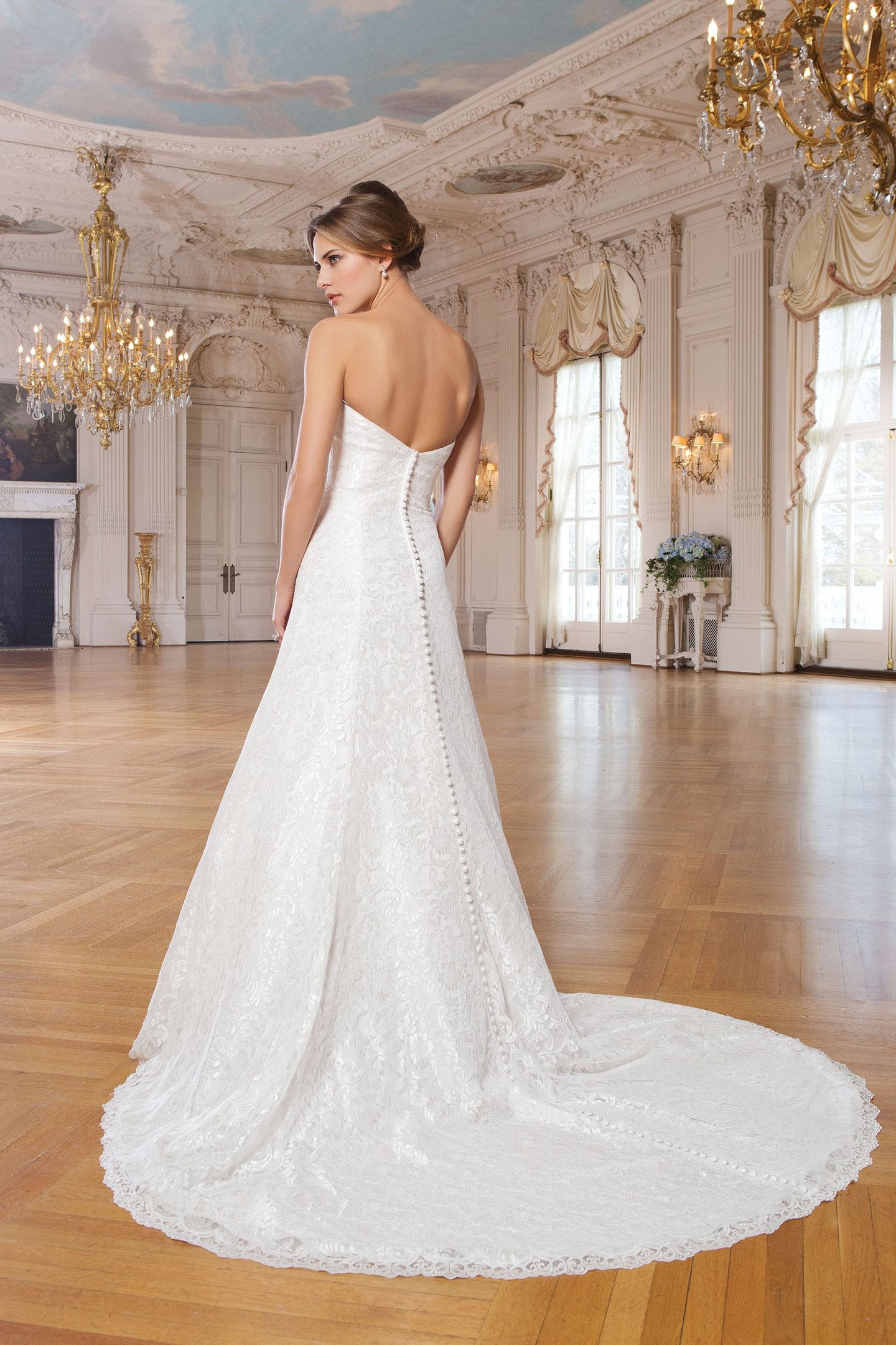 Lillian West Style 6342 Corded Allover Lace Gown with Sweetheart Neckline