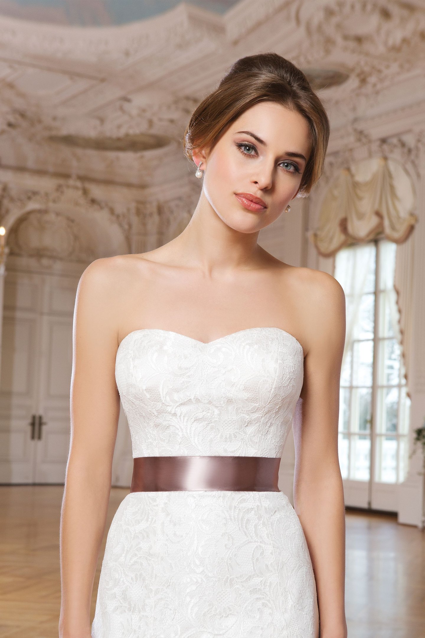 Lillian West Style 6342 Corded Allover Lace Gown with Sweetheart Neckline