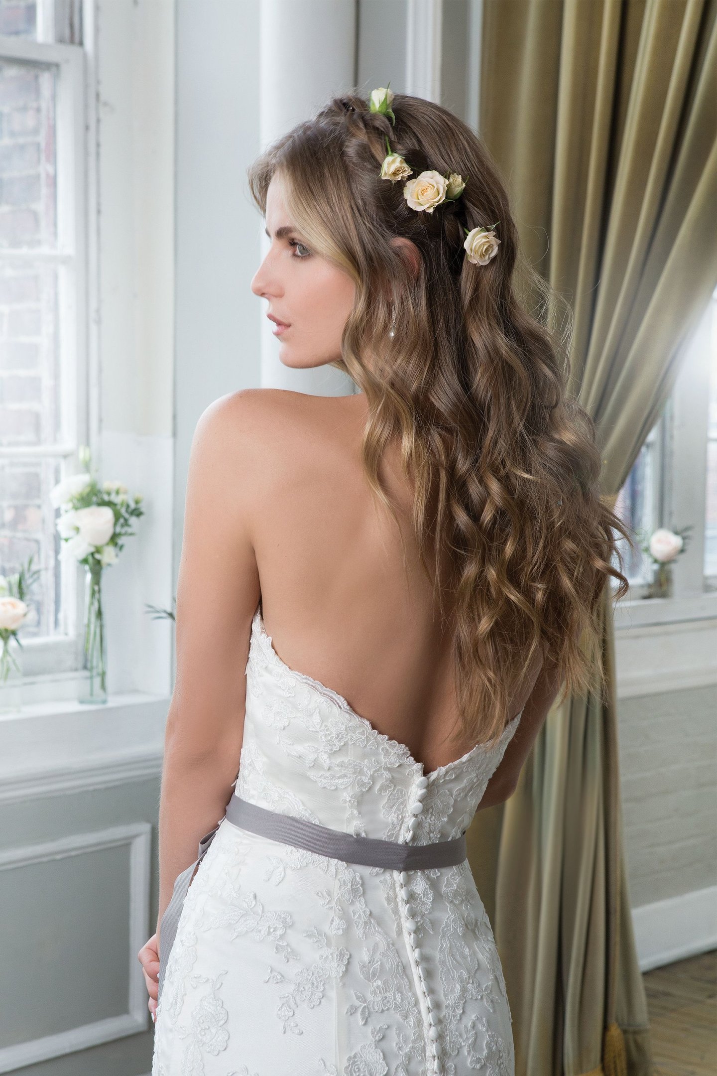 Lillian West Style 6371 Embroidered Lace and Organza A-Line Gown