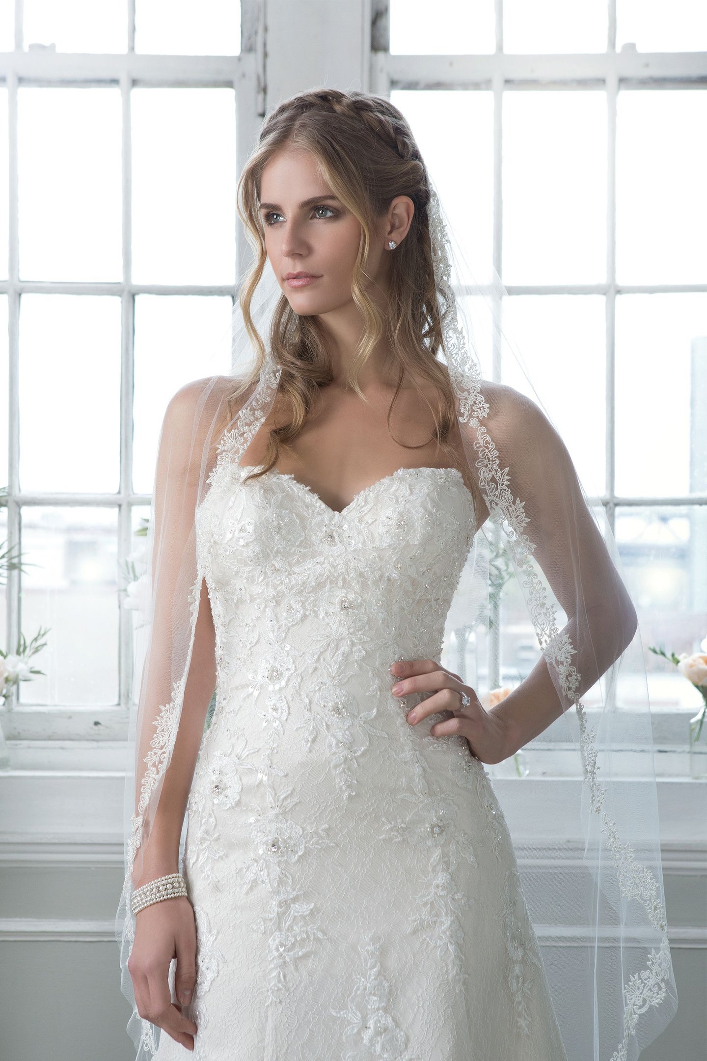 Lillian West Style 6384 Beaded Embroidered Lace Slim A-Line Gown