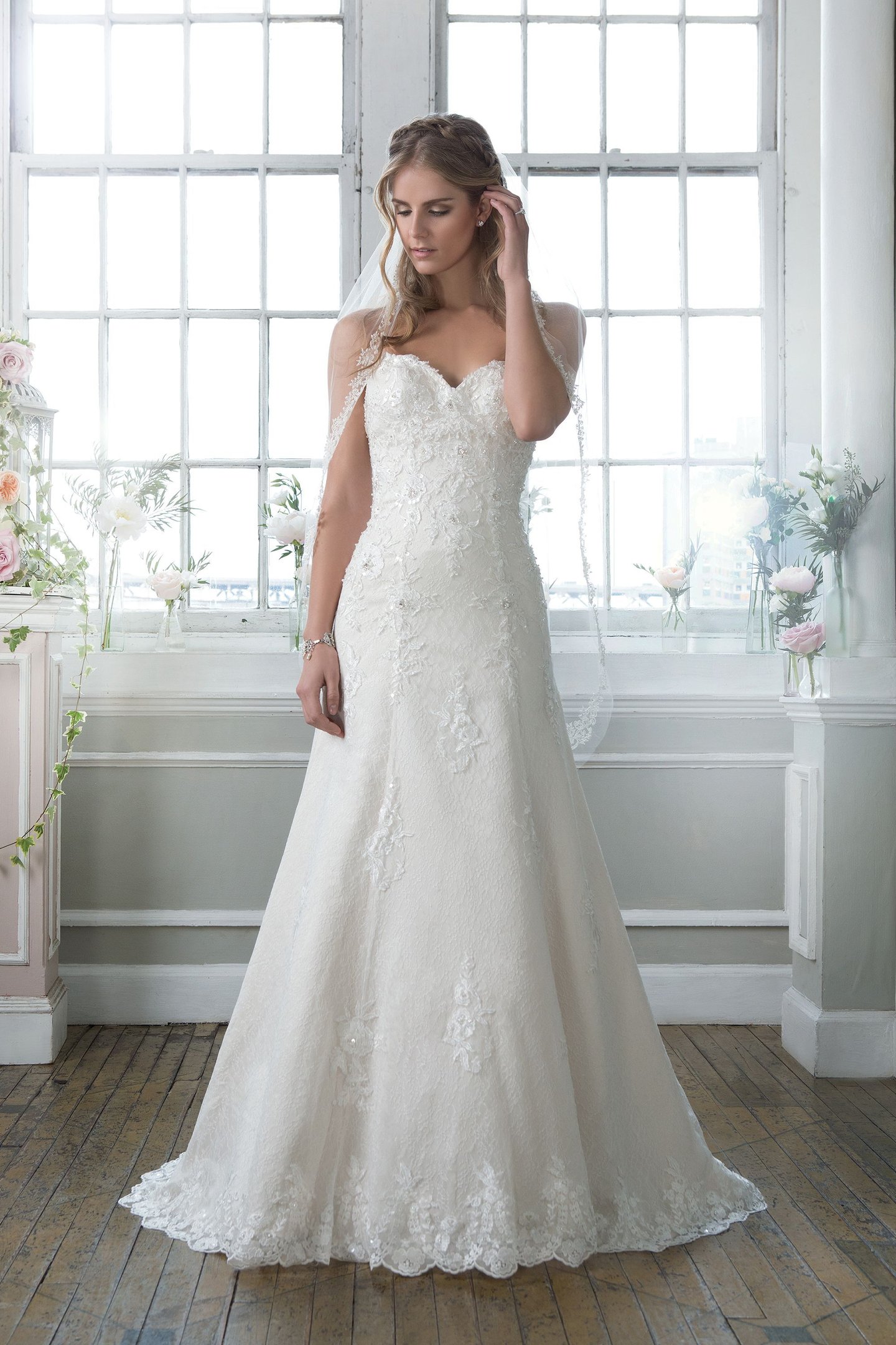 Lillian West Style 6384 Beaded Embroidered Lace Slim A-Line Gown