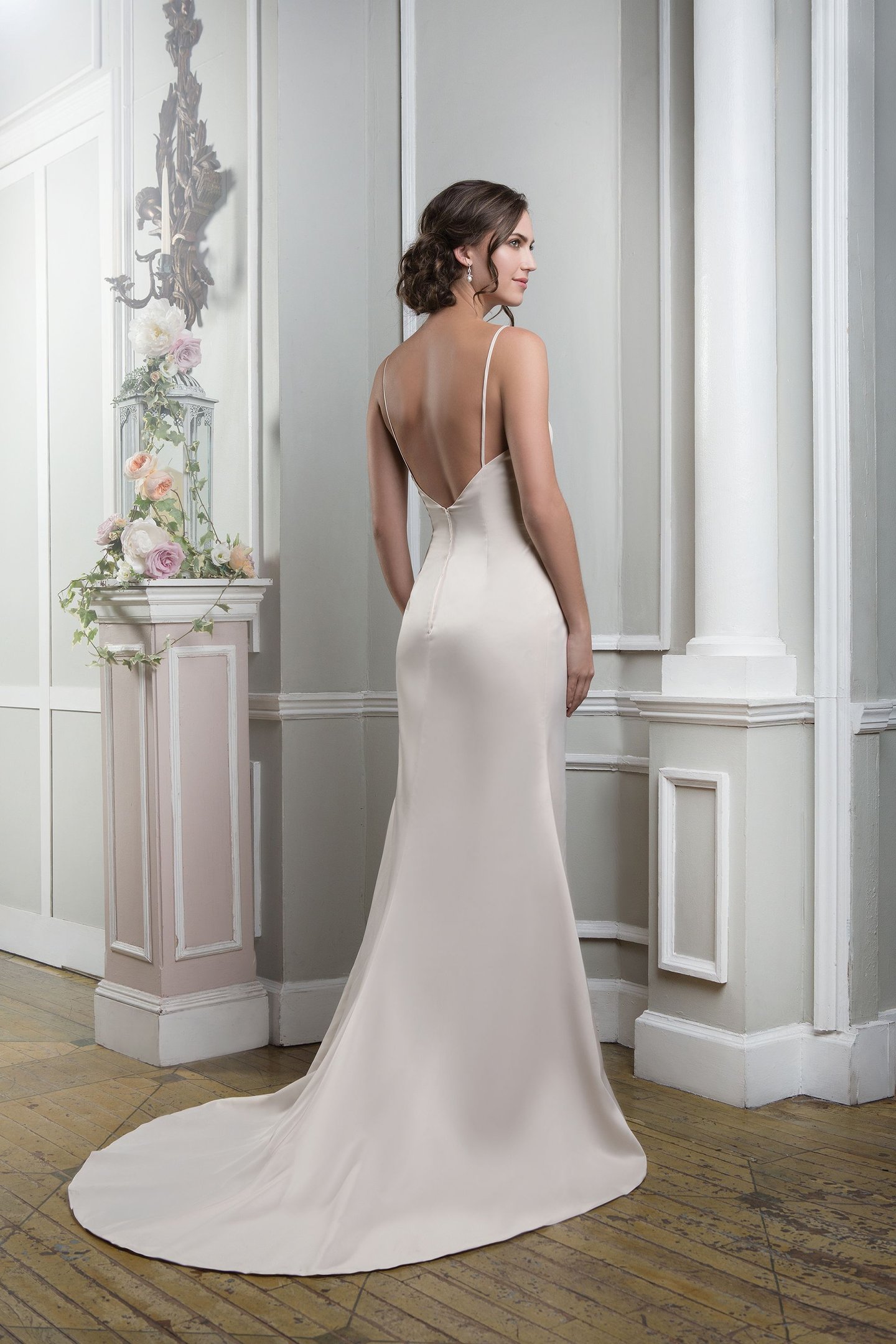 Lillian West Style 6385 Embroidered Lace Fit and Flare Gown with a Sabrina Neckline