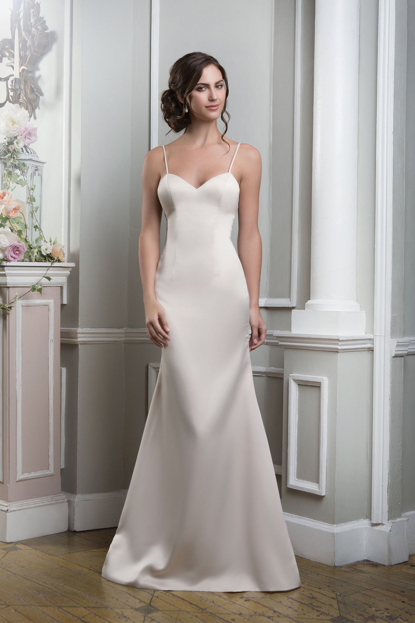 Lillian West Style 6385 Embroidered Lace Fit and Flare Gown with a Sabrina Neckline