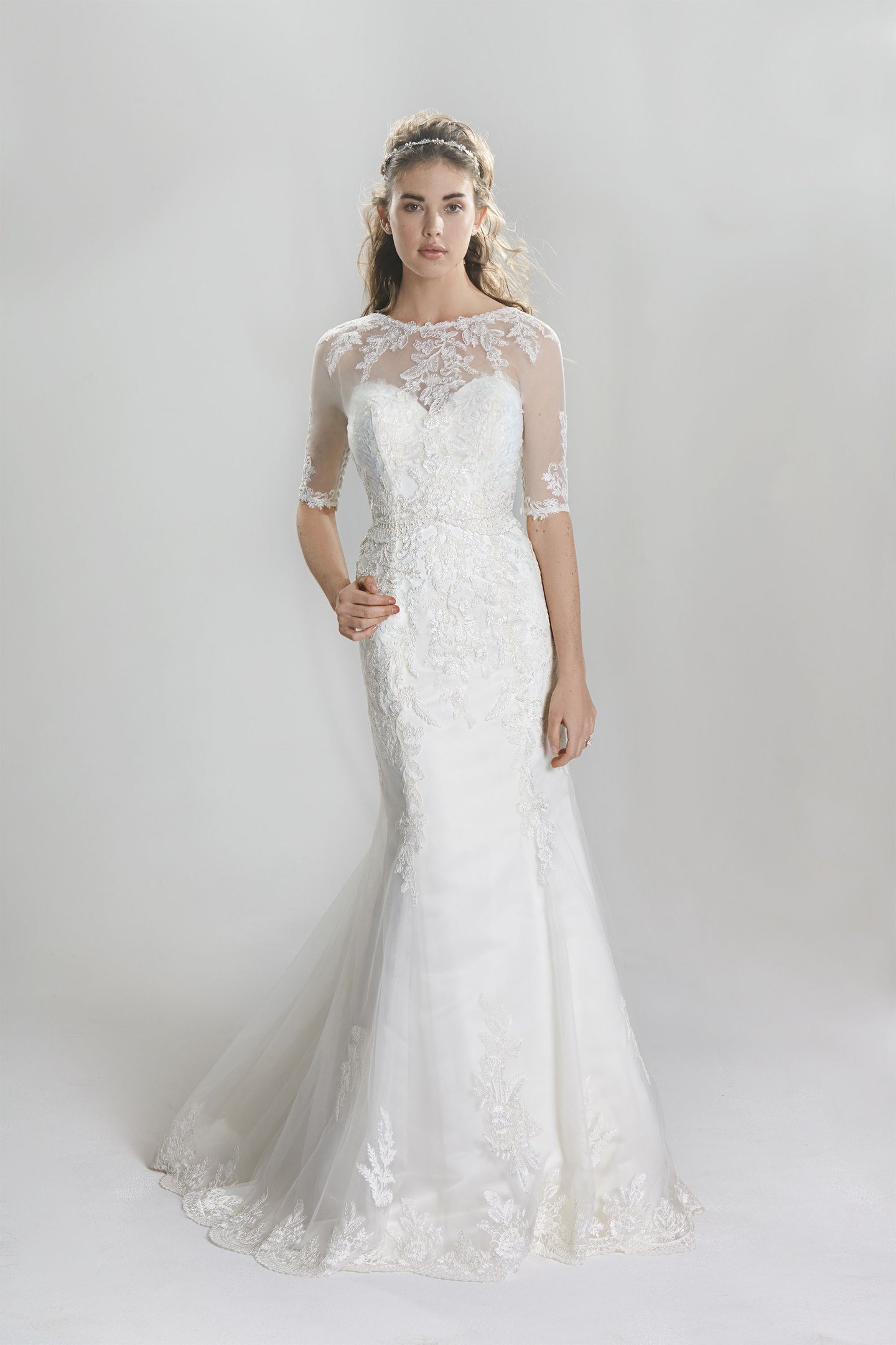 Lillian West Style 6396 Lace and Tulle Fit and Flare Dress