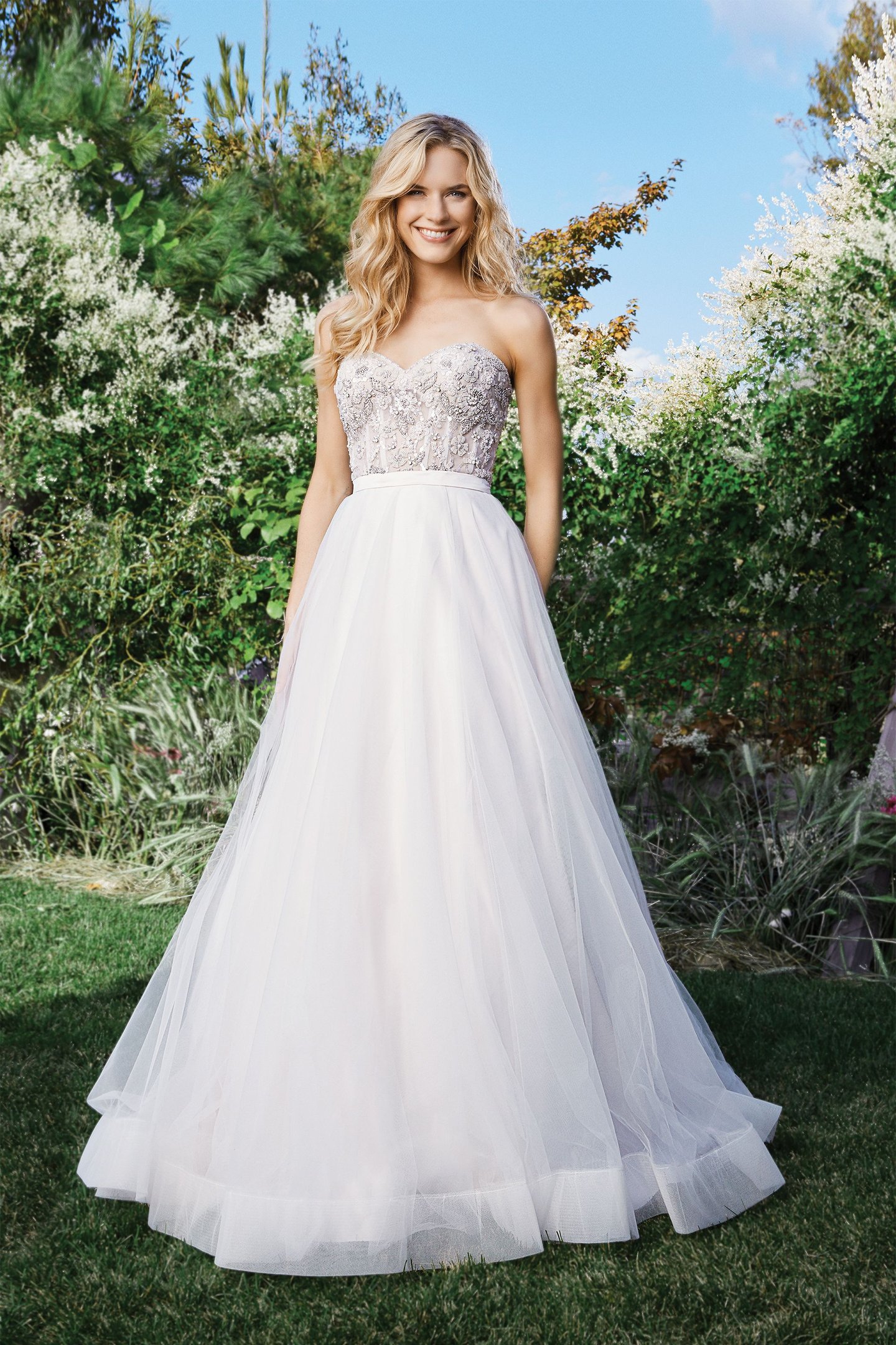 Lillian West Style 6442 Tulle Skirt with Beaded Sweetheart Bodice