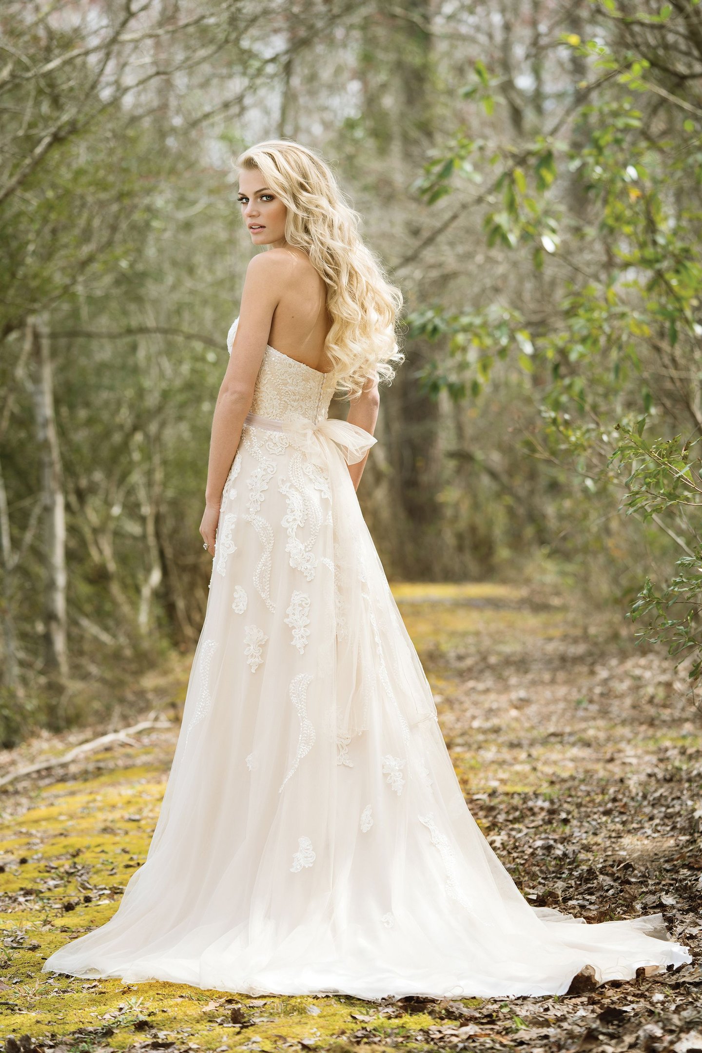 Lillian West Style 6461 Sweetheart Neckline Gown with Beaded Sequined Lace Appliques