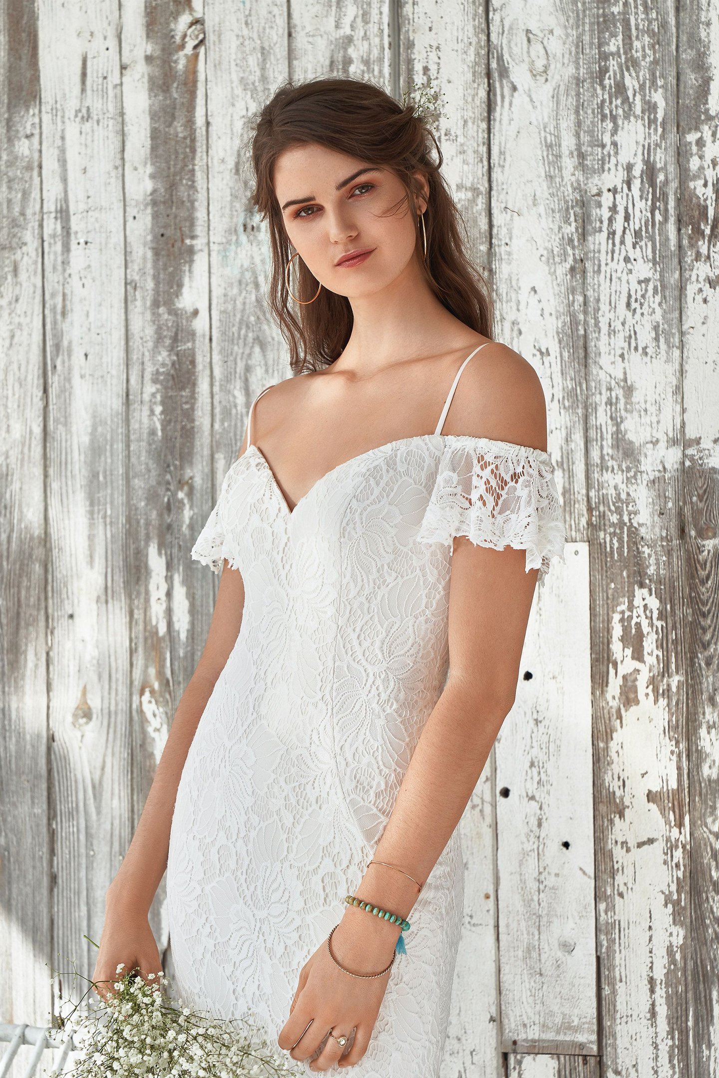 Lillian West Style 66047 Off the Shoulder Fit and Flare with Open Corset Back
