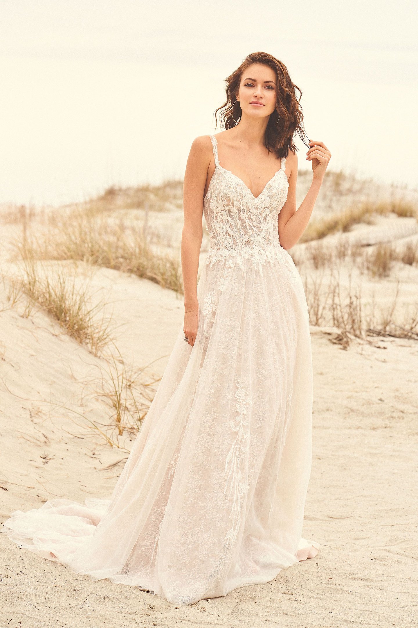 Lillian West Style 66113 Beaded Venice Lace A-Line Gown