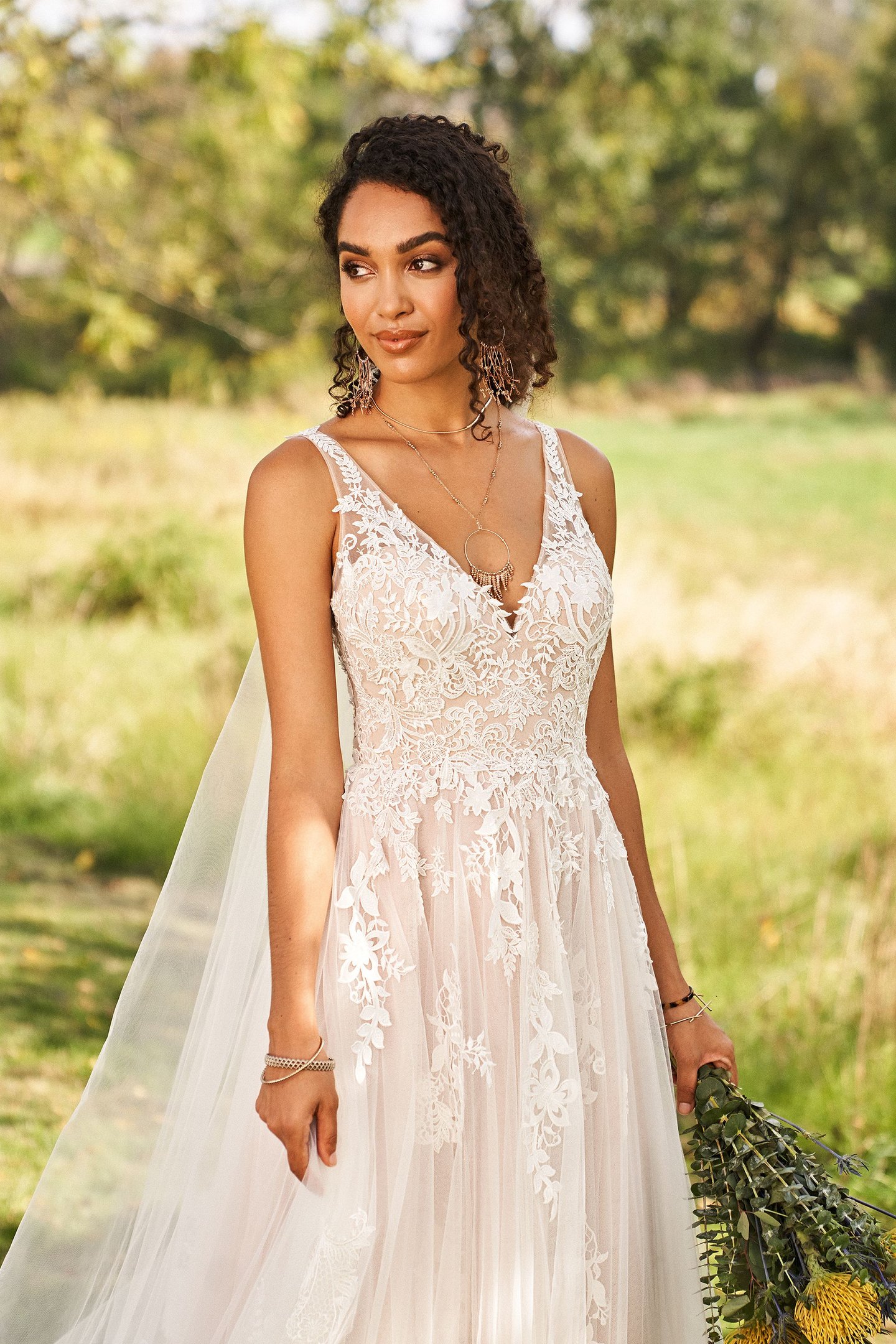 Lillian West Style 66235V Cathedral Length Veil with Lace Appliqué Edge