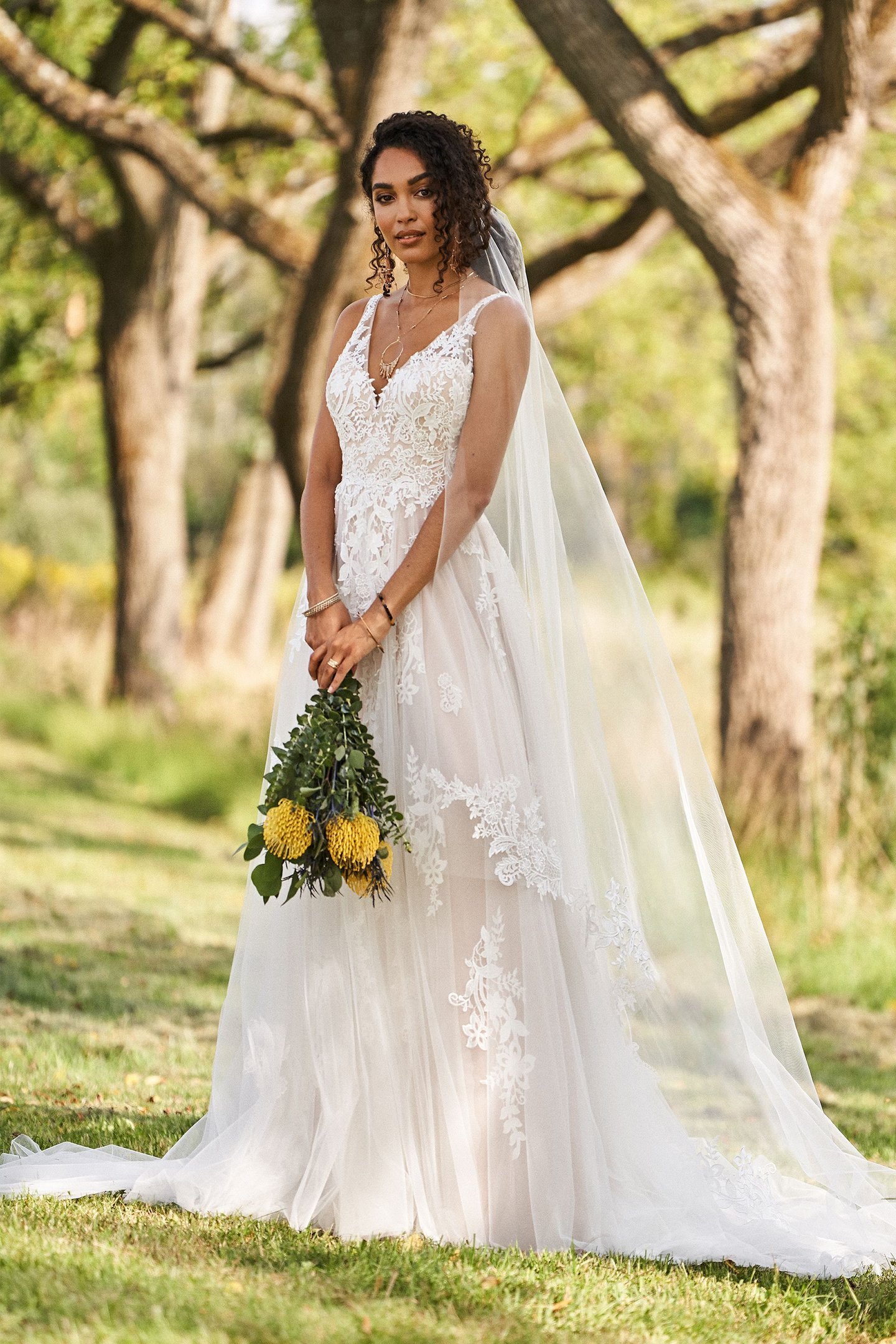 Lillian West Style 66235V Cathedral Length Veil with Lace Appliqué Edge