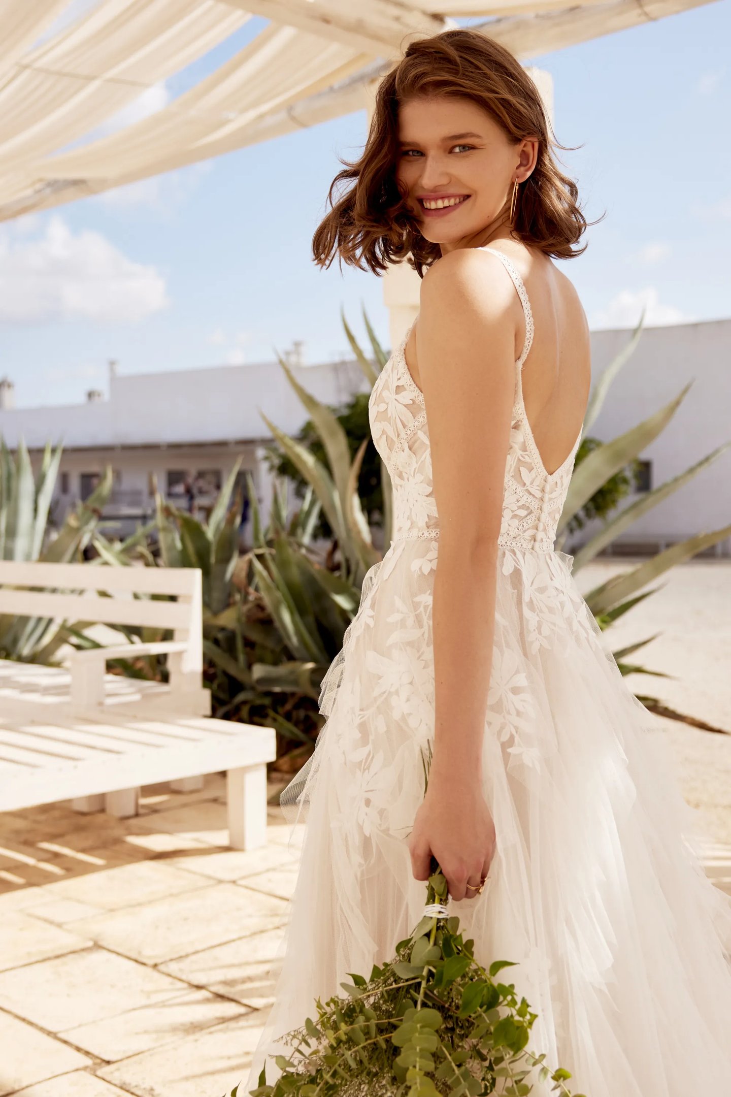 net lace wedding dress F211011 Beautiful Embroidered Lace & English Net A-line Wedding Dress