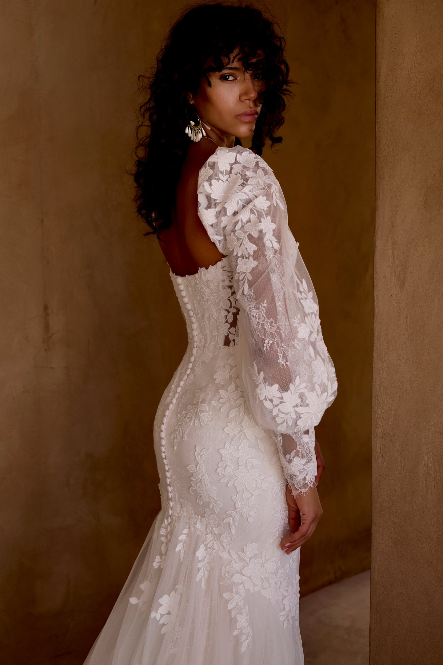 Lillian West Style 66451 Fit & Flare Lace Gown with Matte Lace Appliqués and Illusion Cut-Outs