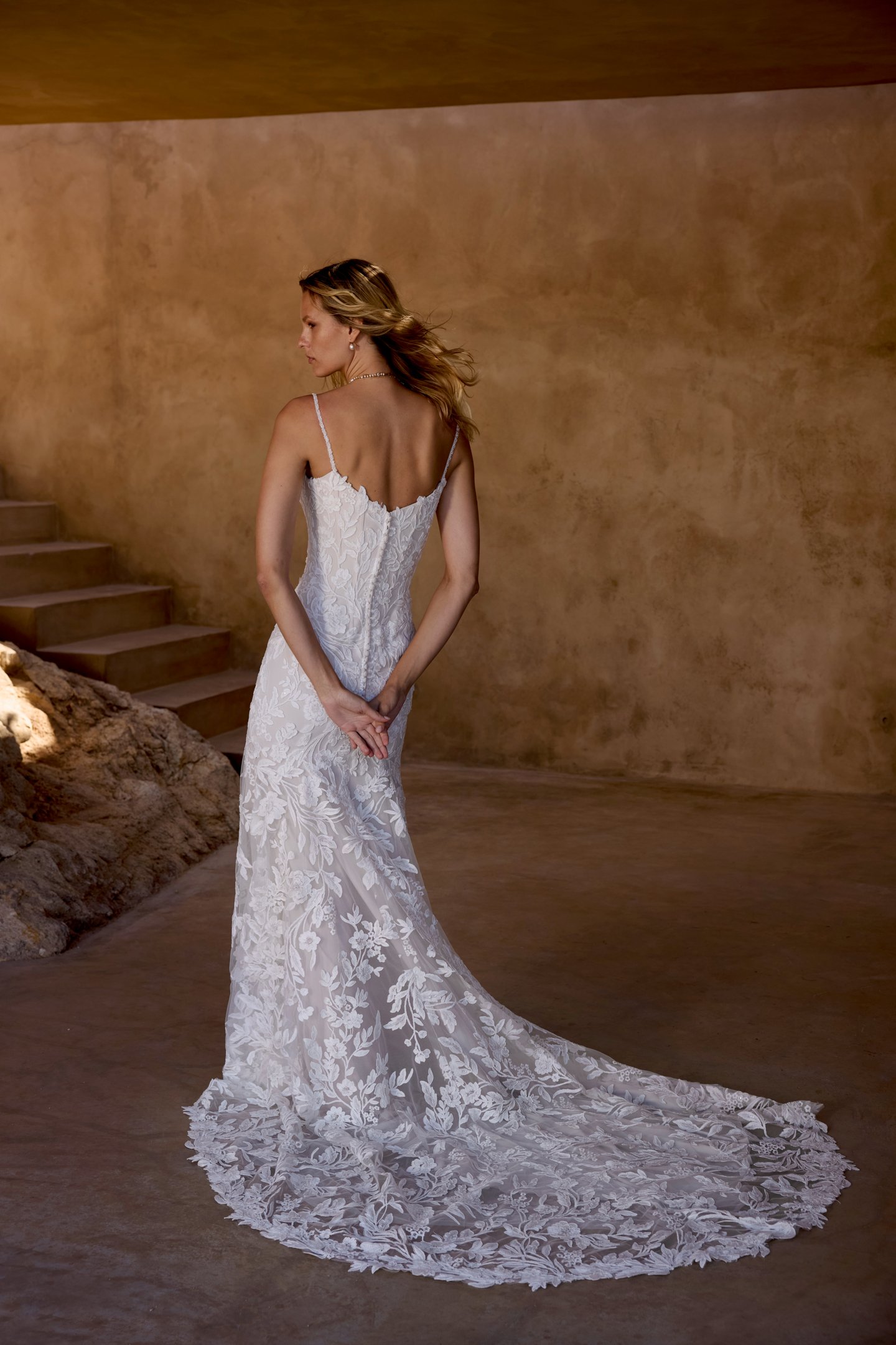 Lillian West Style 66454 Allover Lace Fit and Flare Gown with Beaded & Sequined Lace Appliqués