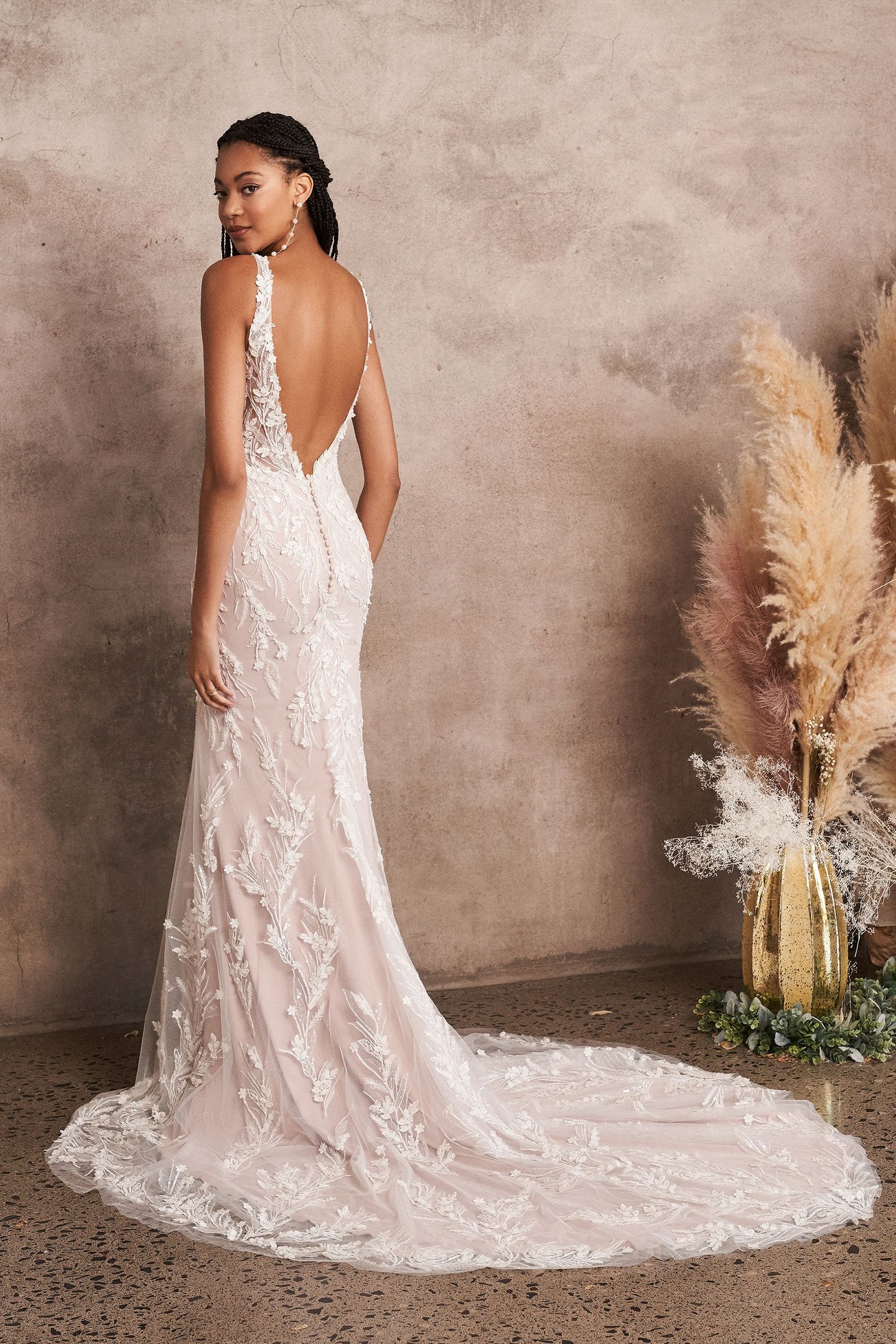 Lillian West Style 66212 Beaded Fit and Flare Dress with Detachable Shoulder Bows