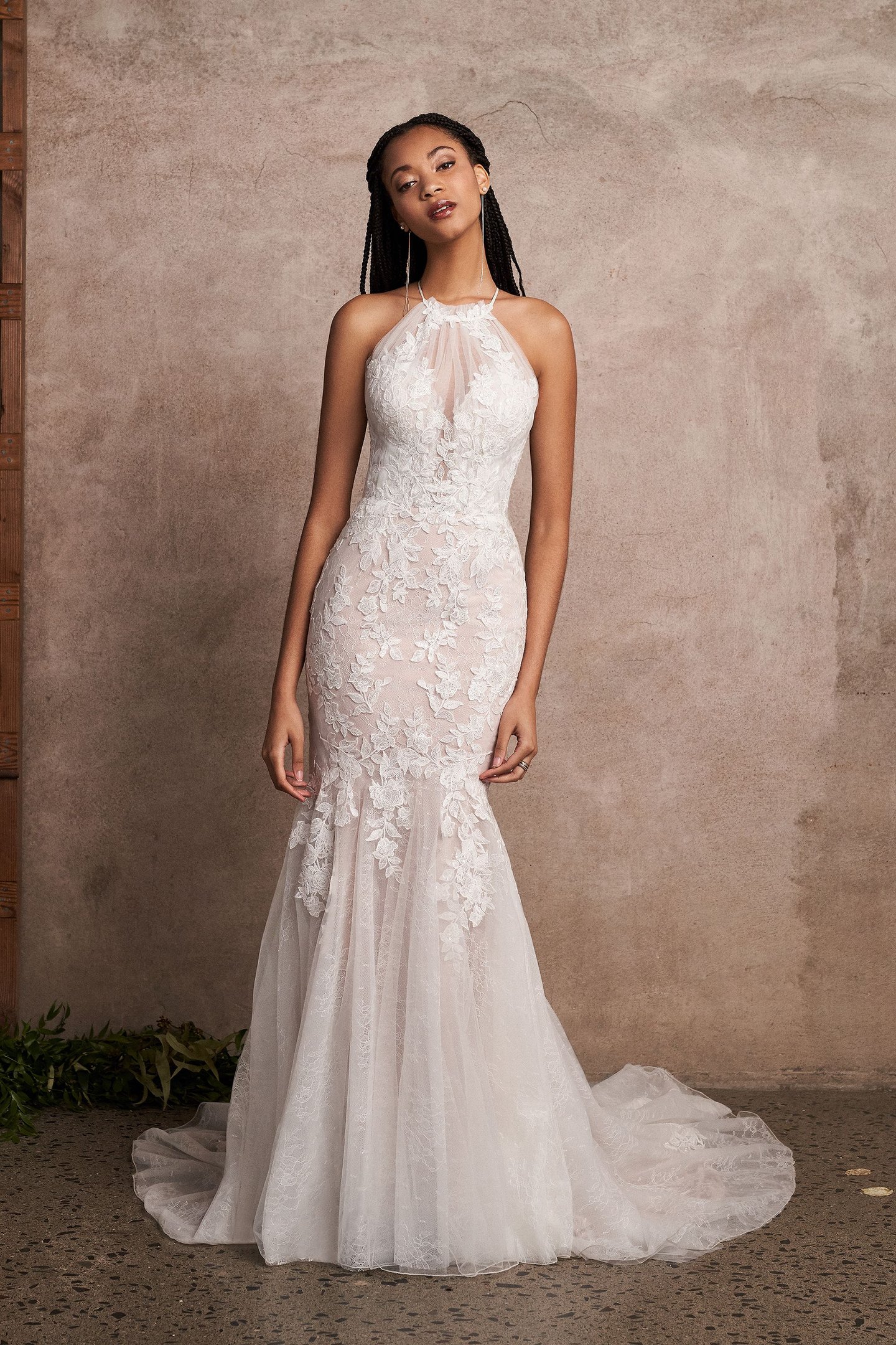 Lillian West Style 66216 Jewel Neckline Lace Fit and Flare Dress