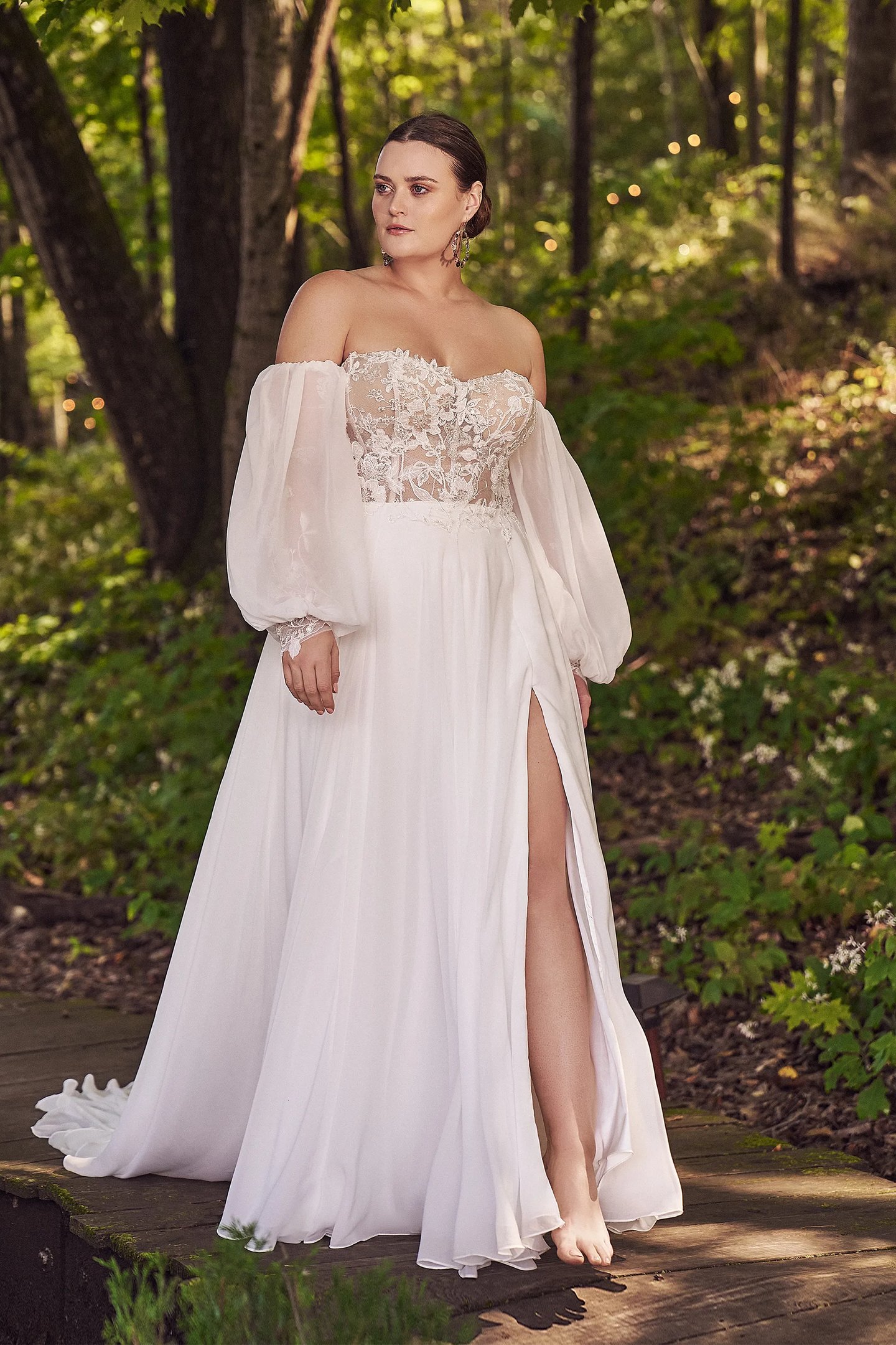 crinkle chiffon wedding dress Crinkle Chiffon Gown with Asymmetrical Draping