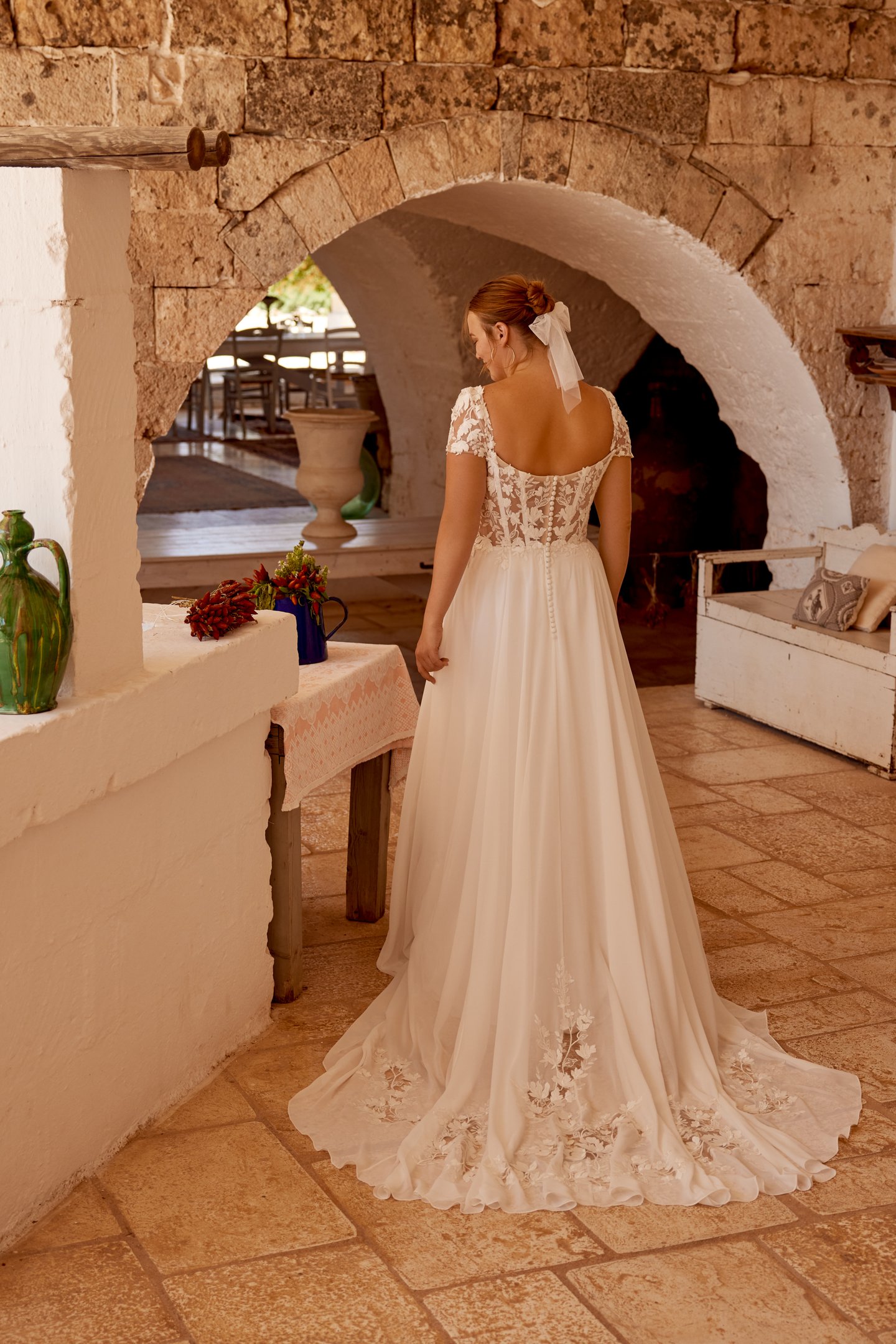 Lillian West Style 66368PS Tulle A-Line Plus Size Gown with Long Sleeves and High Illusion Back