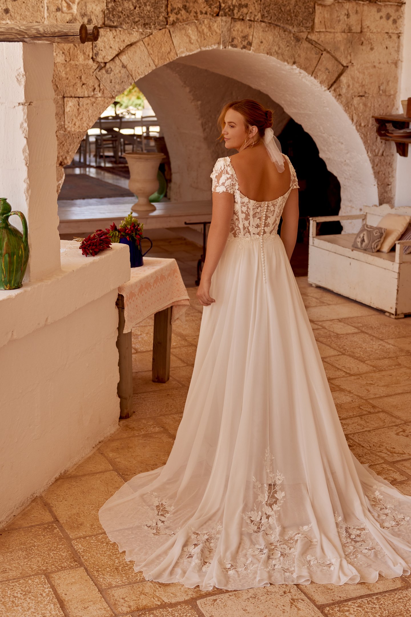 Lillian West Style 66368PS Tulle A-Line Plus Size Gown with Long Sleeves and High Illusion Back