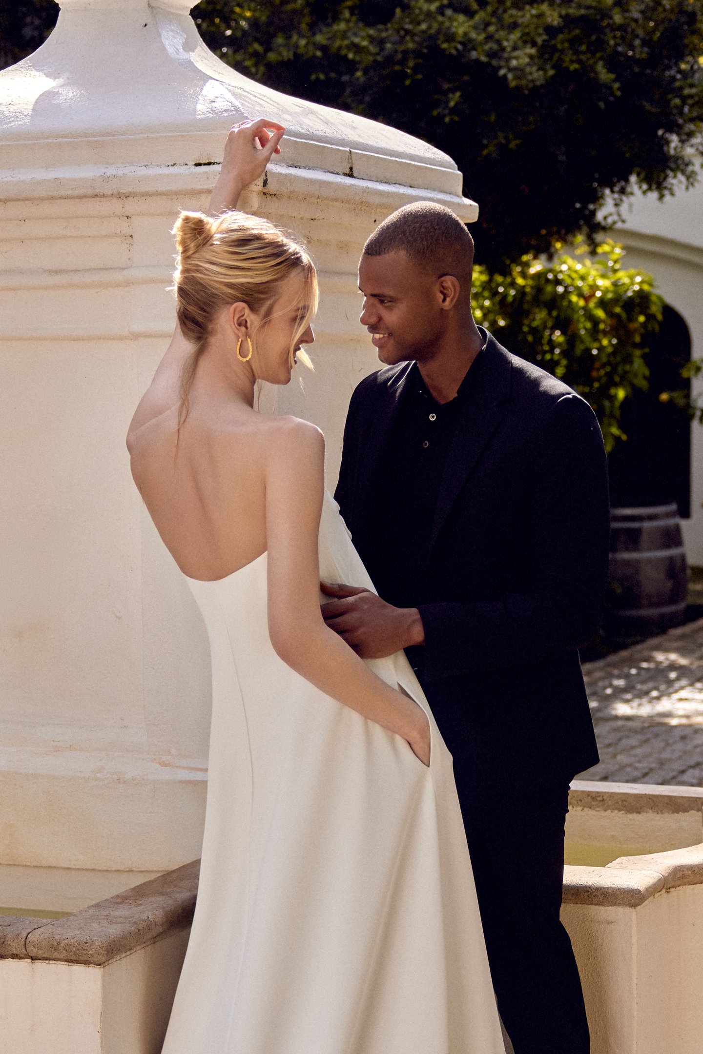 Lillian West Style 66410 Crepe Strapless Shift Gown with Straight Neckline and 3D Floral Detail