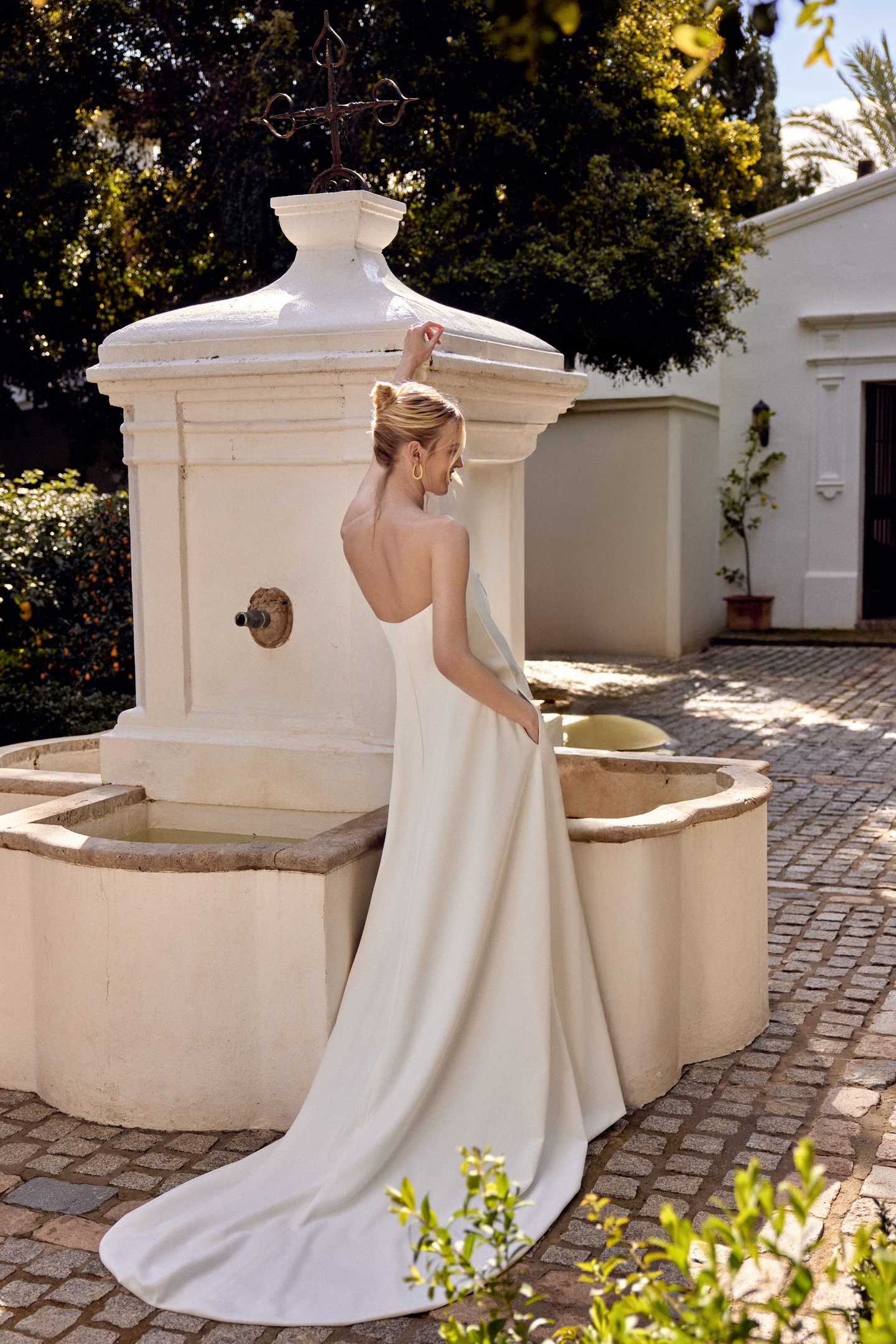 Lillian West Style 66410 Crepe Strapless Shift Gown with Straight Neckline and 3D Floral Detail