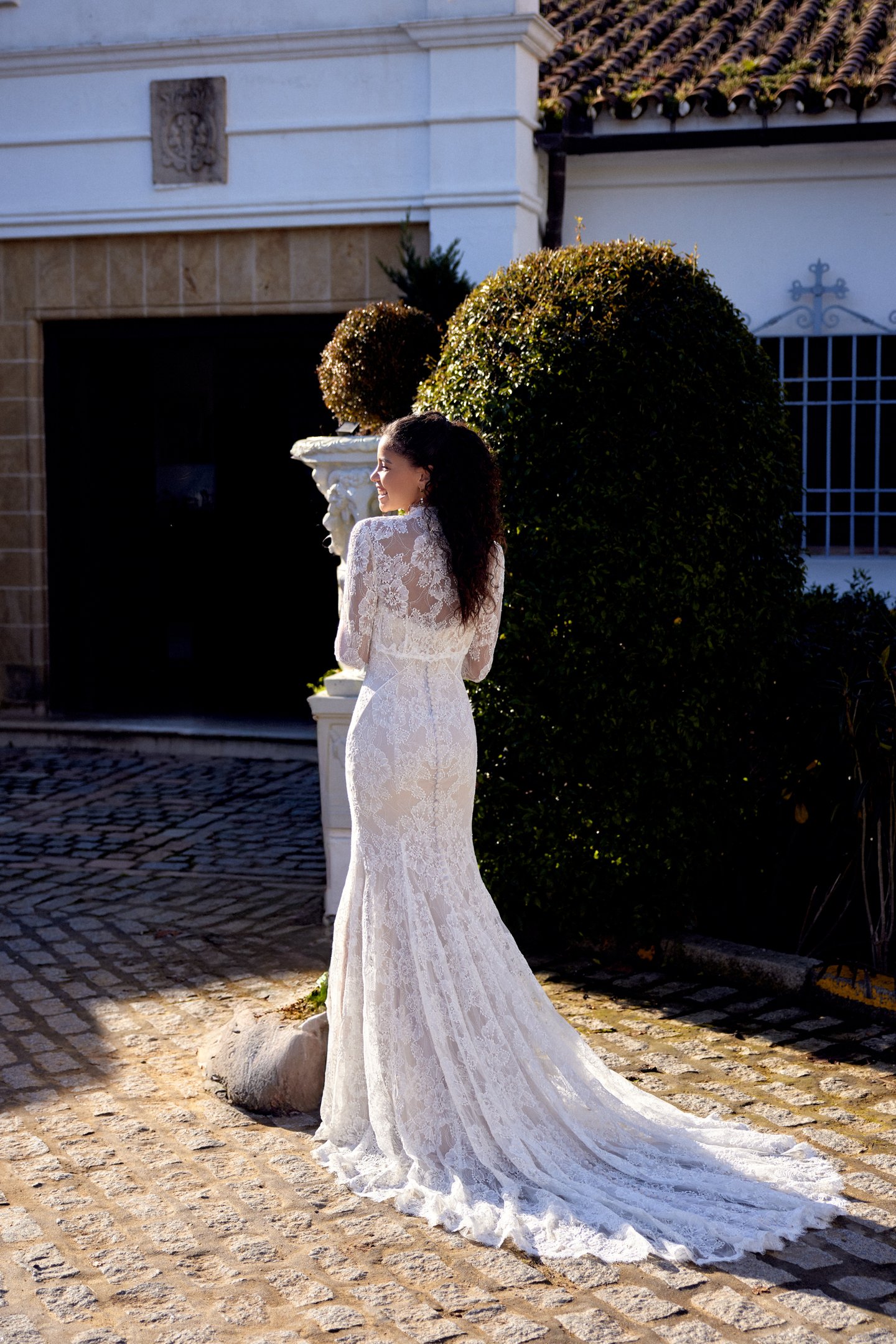 66428J: Allover Corded Lace Jacket with Queen Anne Neckline