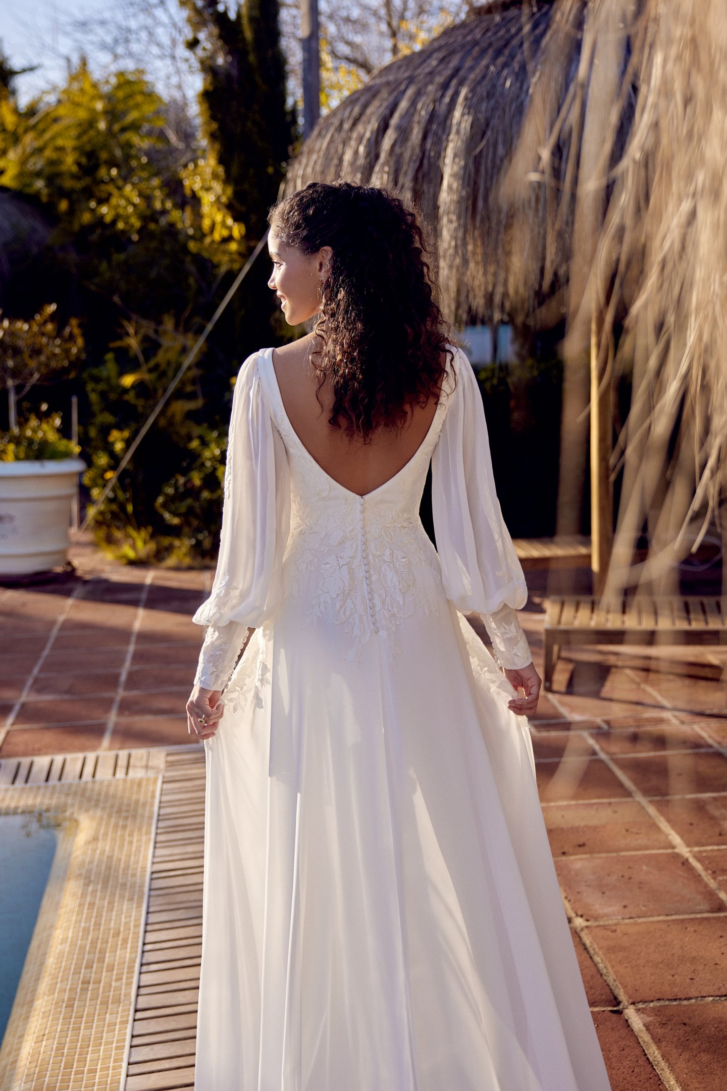 Lillian West Style 66433SL Detachable Chiffon Bishop Sleeves with Lace Detailing