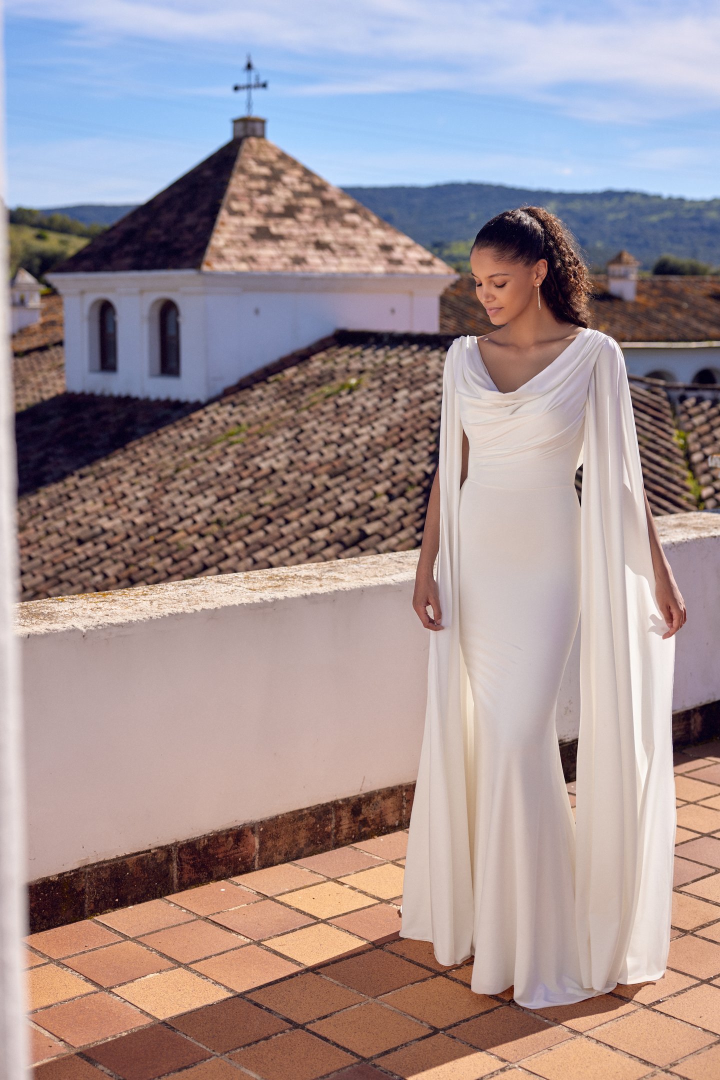 Lillian West Style 66434 Stretch Jersey Fit and Flare Gown with Cowl Neckline & Back