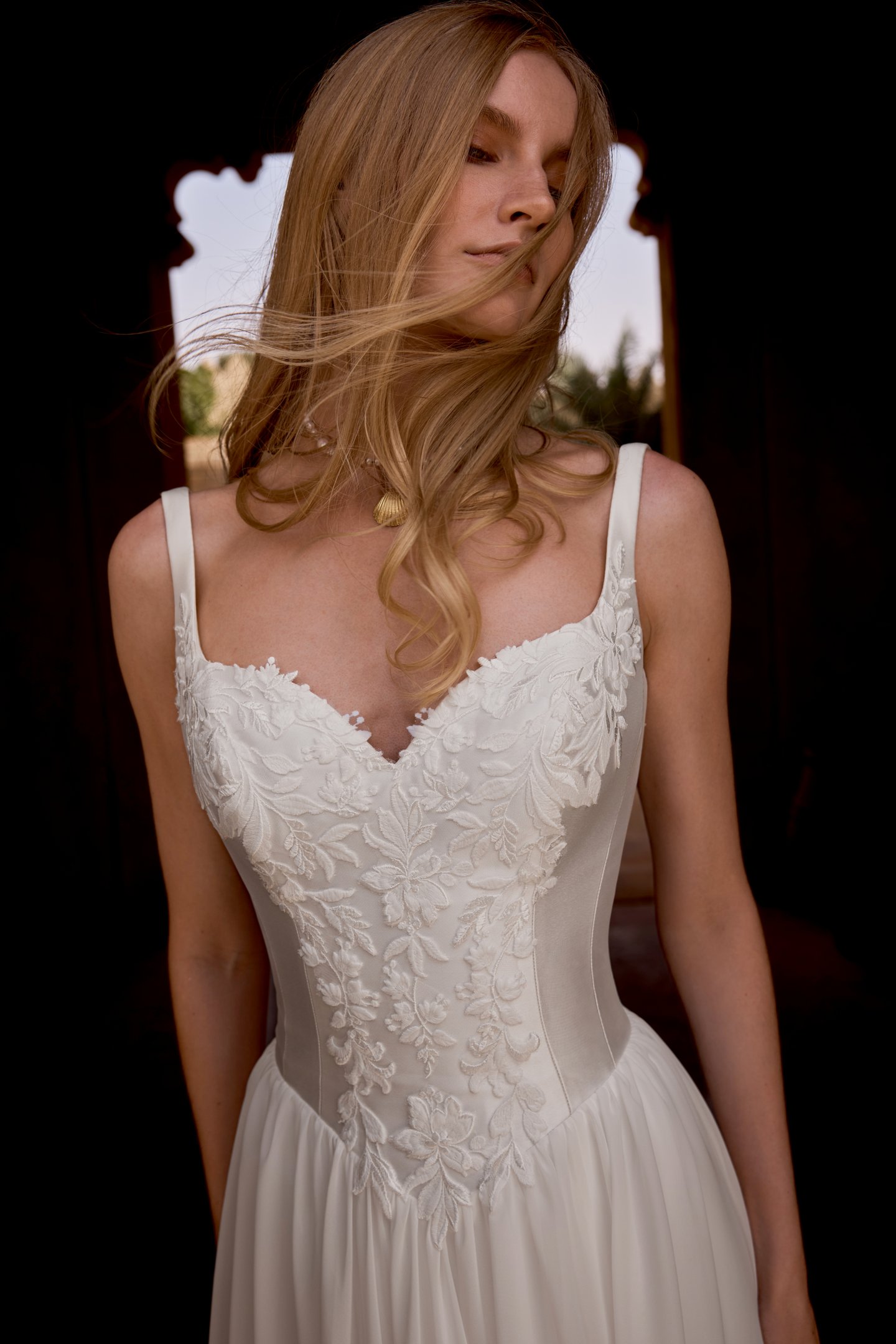 Lillian West Style 66480 A-Line Gown with Mikado Bodice and Chiffon Skirt