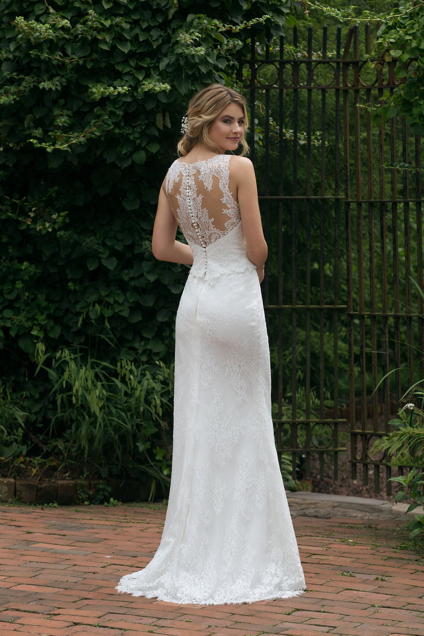 Sincerity style 44042 Allover Lace Illusion Gown with Detachable Train