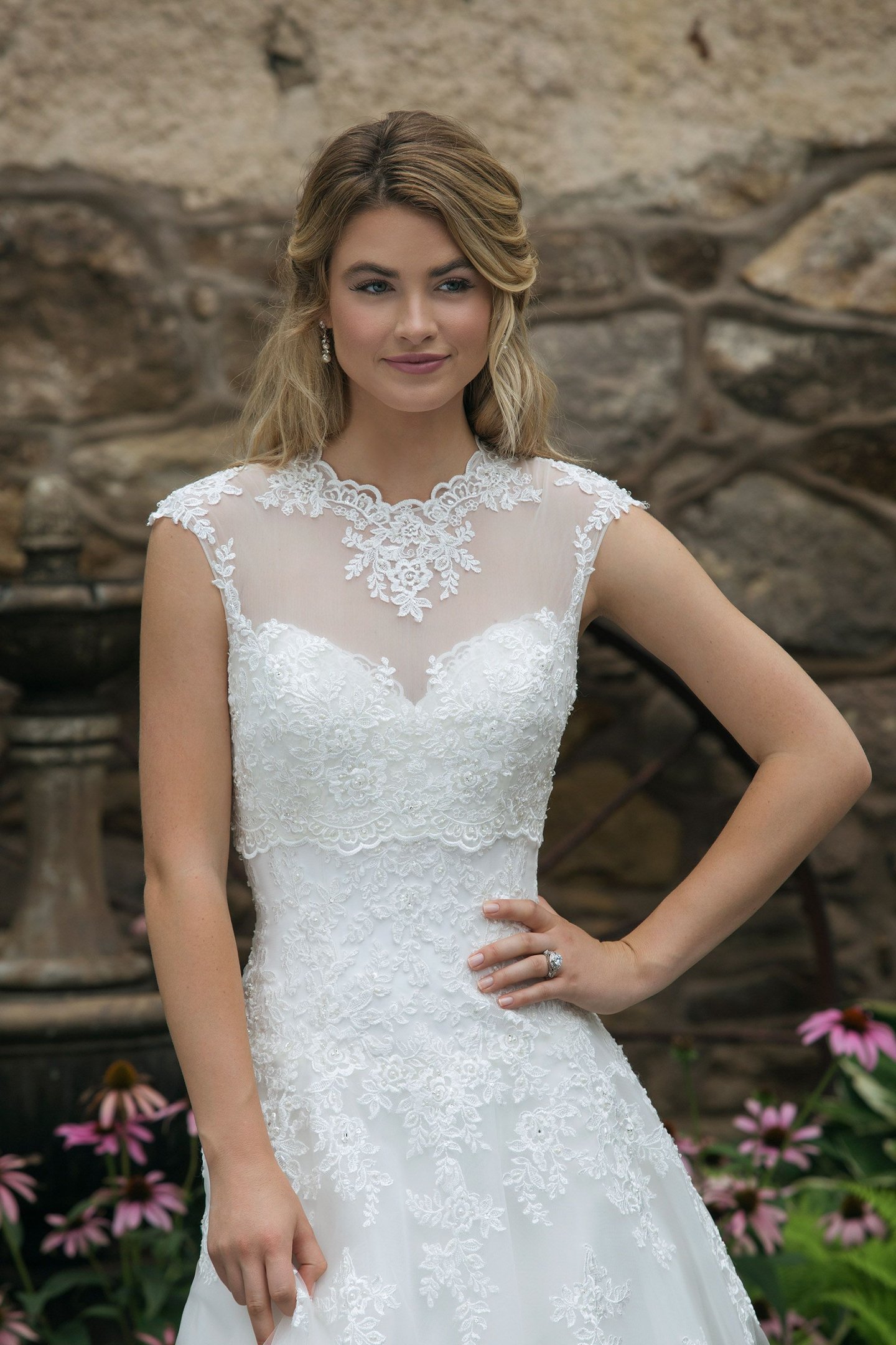 Sincerity Bridal Style 44050 Allover Lace Sweetheart A-Line Gown with Jacket