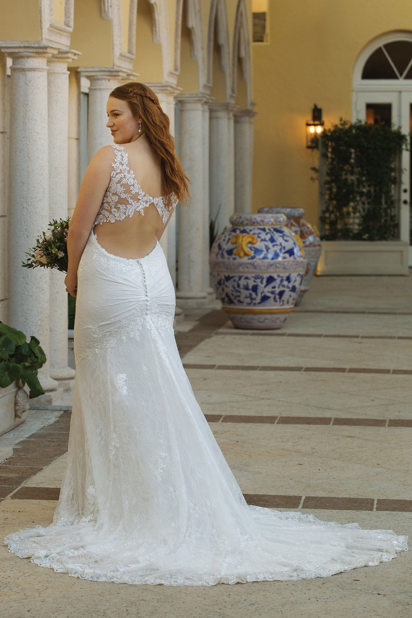 Sincerity Bridal Style 44062 Slim Allover Lace Gown with Keyhole Back Detail