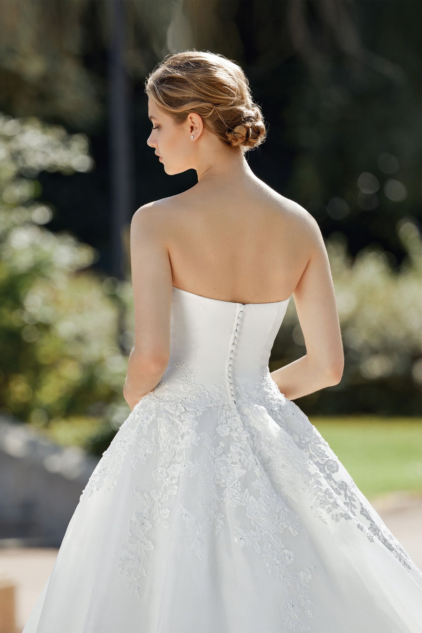 Sincerity style 44113 Strapless Satin and Organza Ball Gown with Lace Applique
