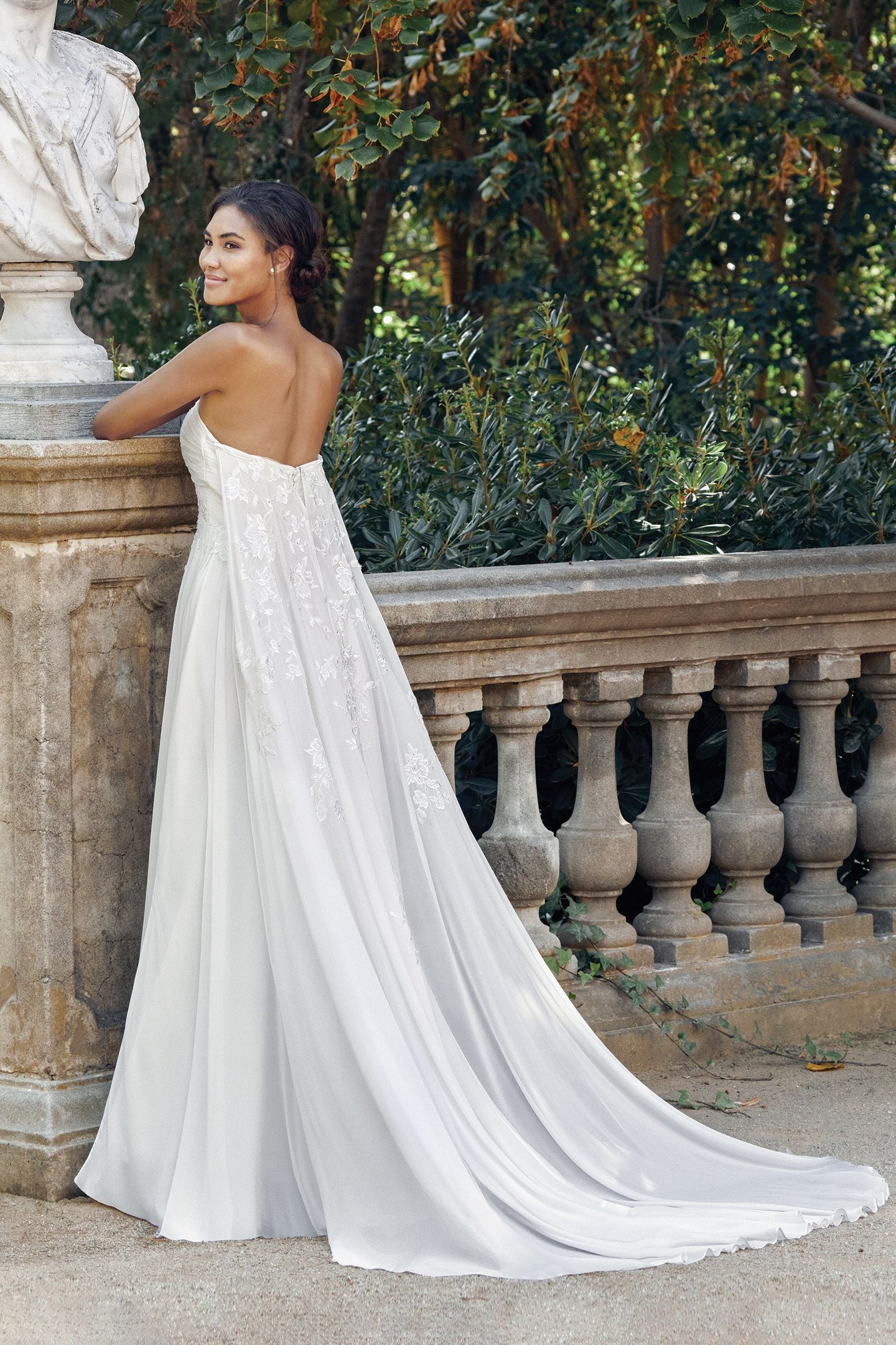 Sincerity Bridal Style 44115DT Chiffon Detachable Train with Beaded Lace Detail