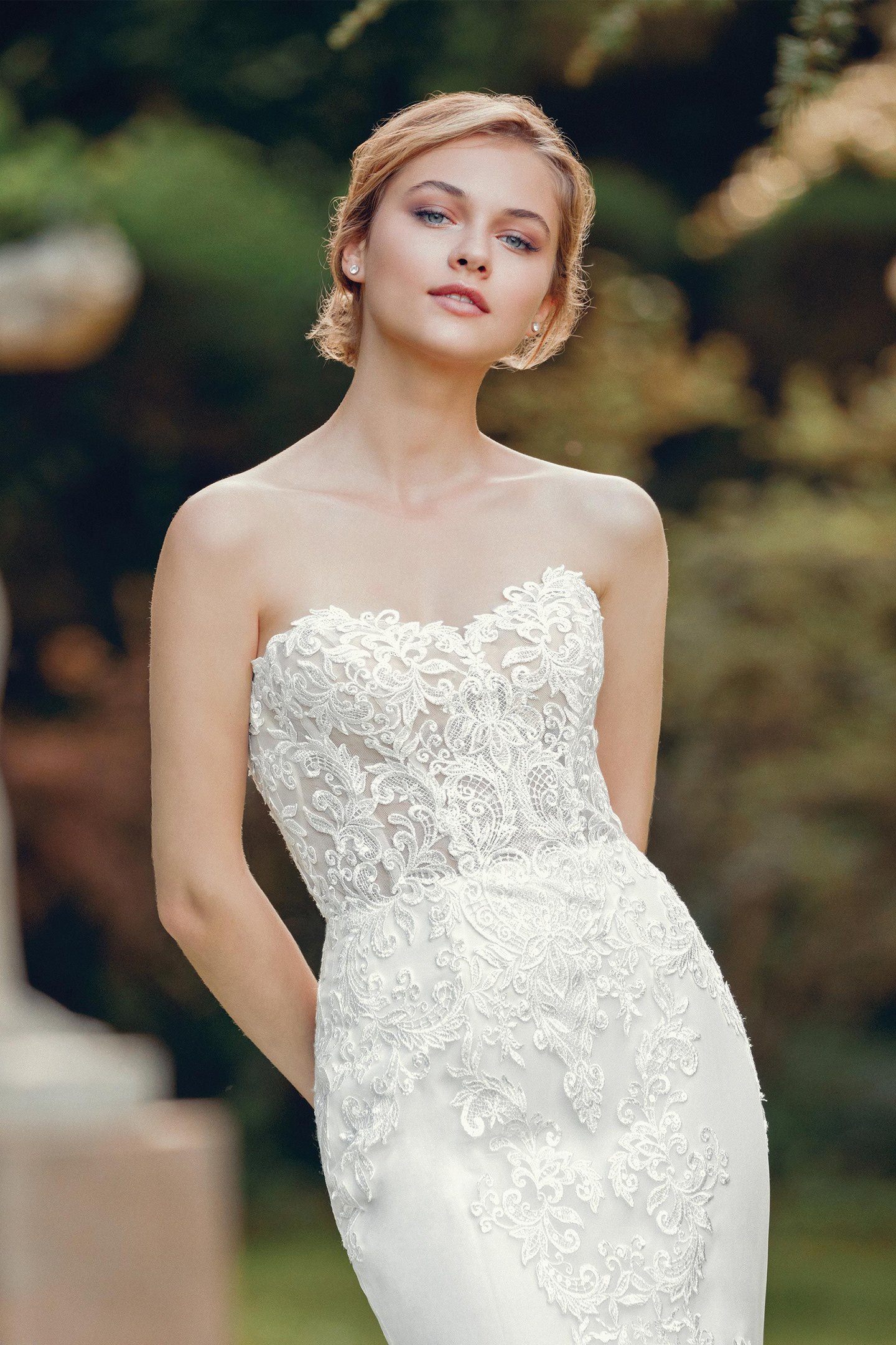 Sincerity Bridal Style 44117 Strapless Mermaid Gown with Organza and Venice Lace