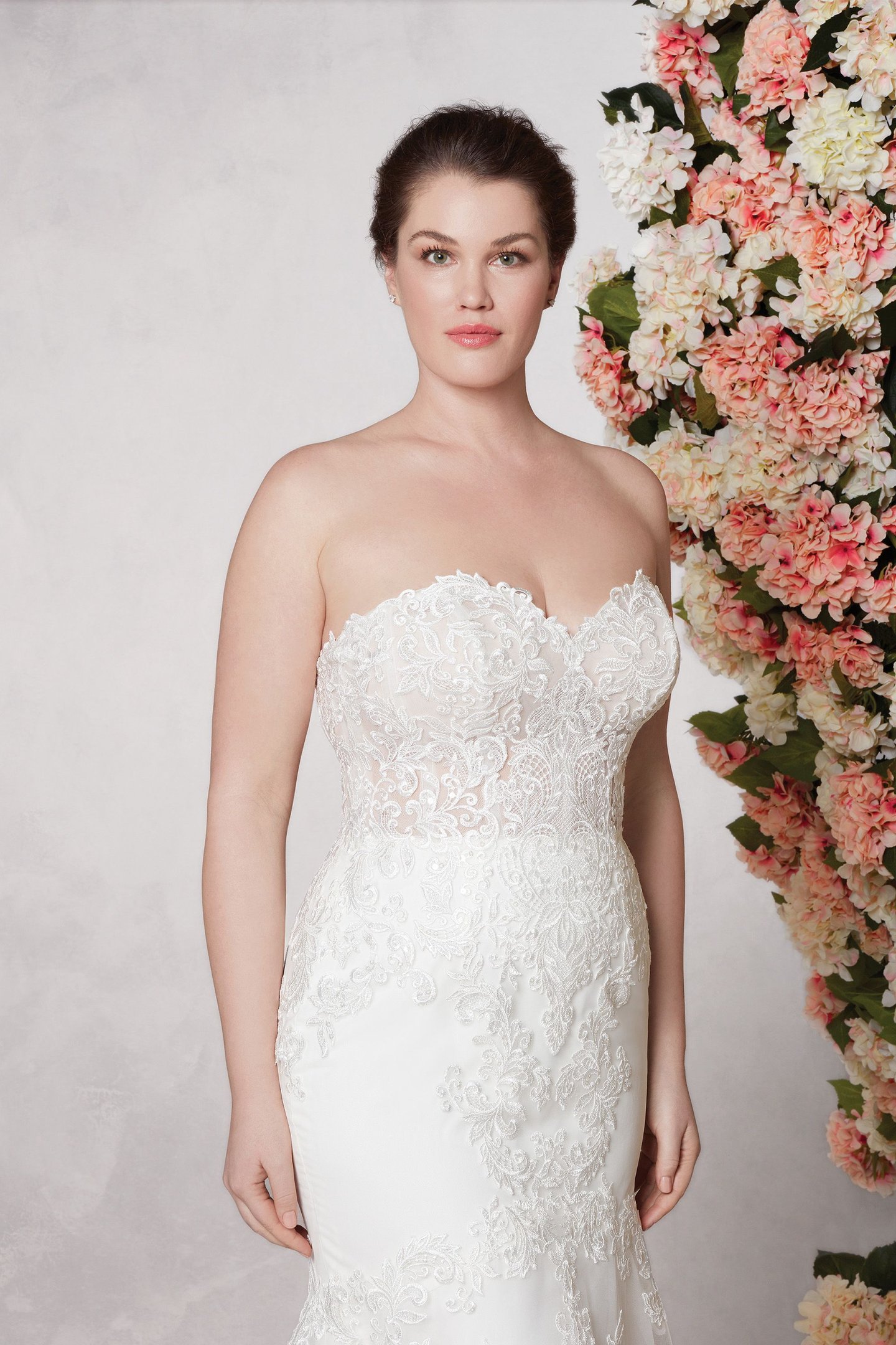 Sincerity Bridal Style 44117 Strapless Mermaid Gown with Organza and Venice Lace