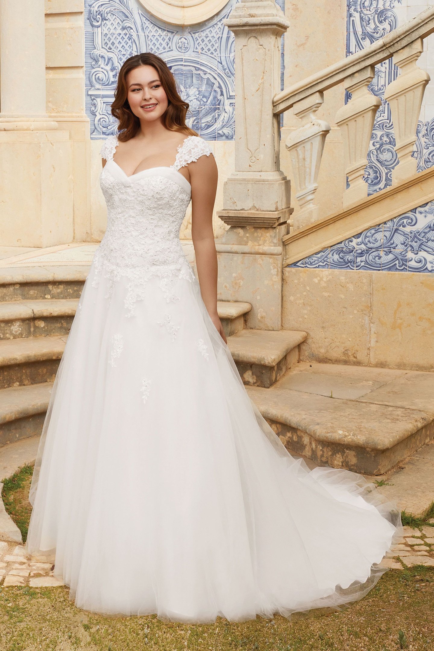 Sincerity Bridal Style 44126SL Lightly Beaded Corded Lace Detachable Straps