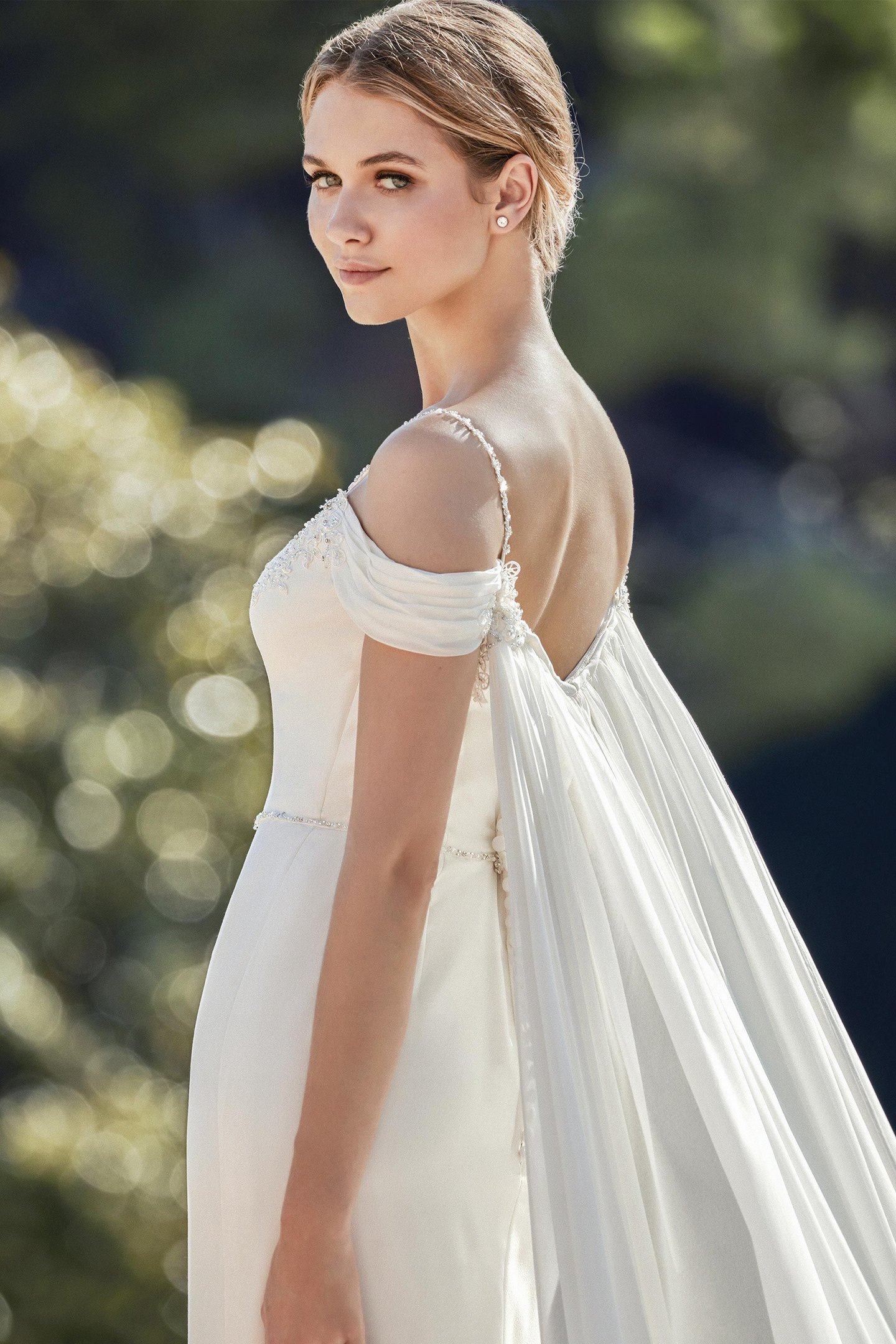 Sincerity Bridal Style 44129DT Draped Chiffon Detachable Train